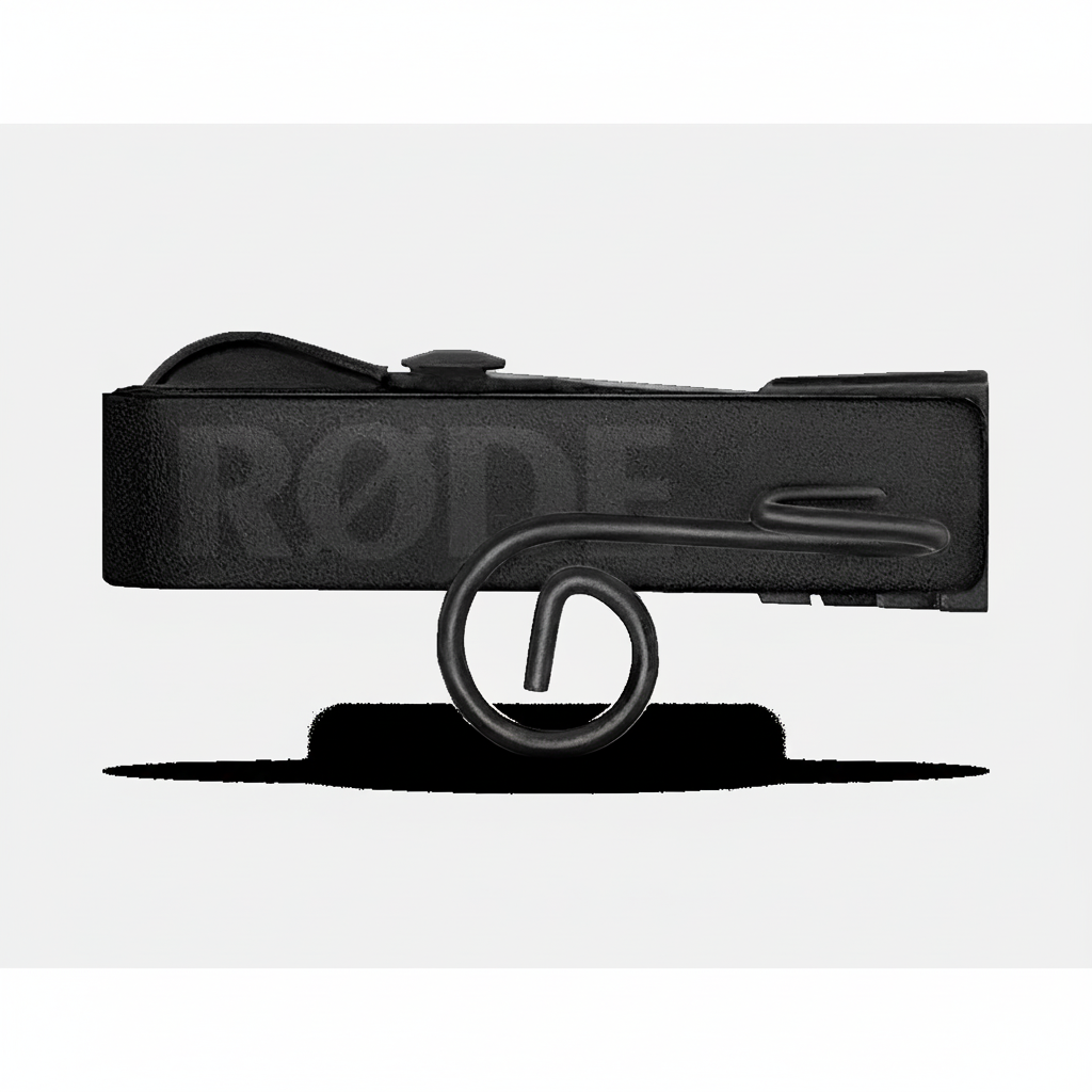 RODE lavalier mic side profile showing slim low-profile capsule body and flat tangle-free cable