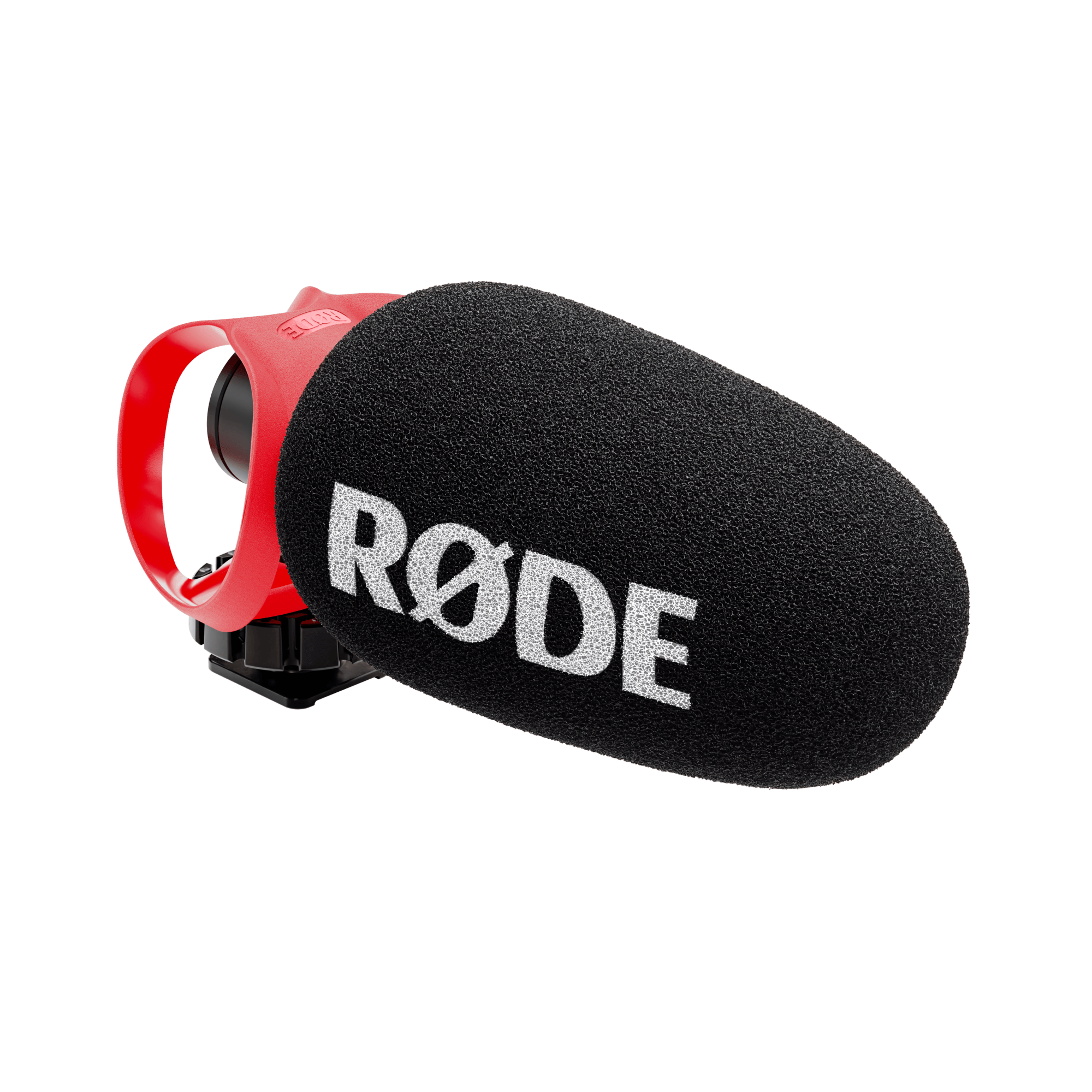 Rode VideoMicro II lightweight on camera microphone side profile view with Rycote mount