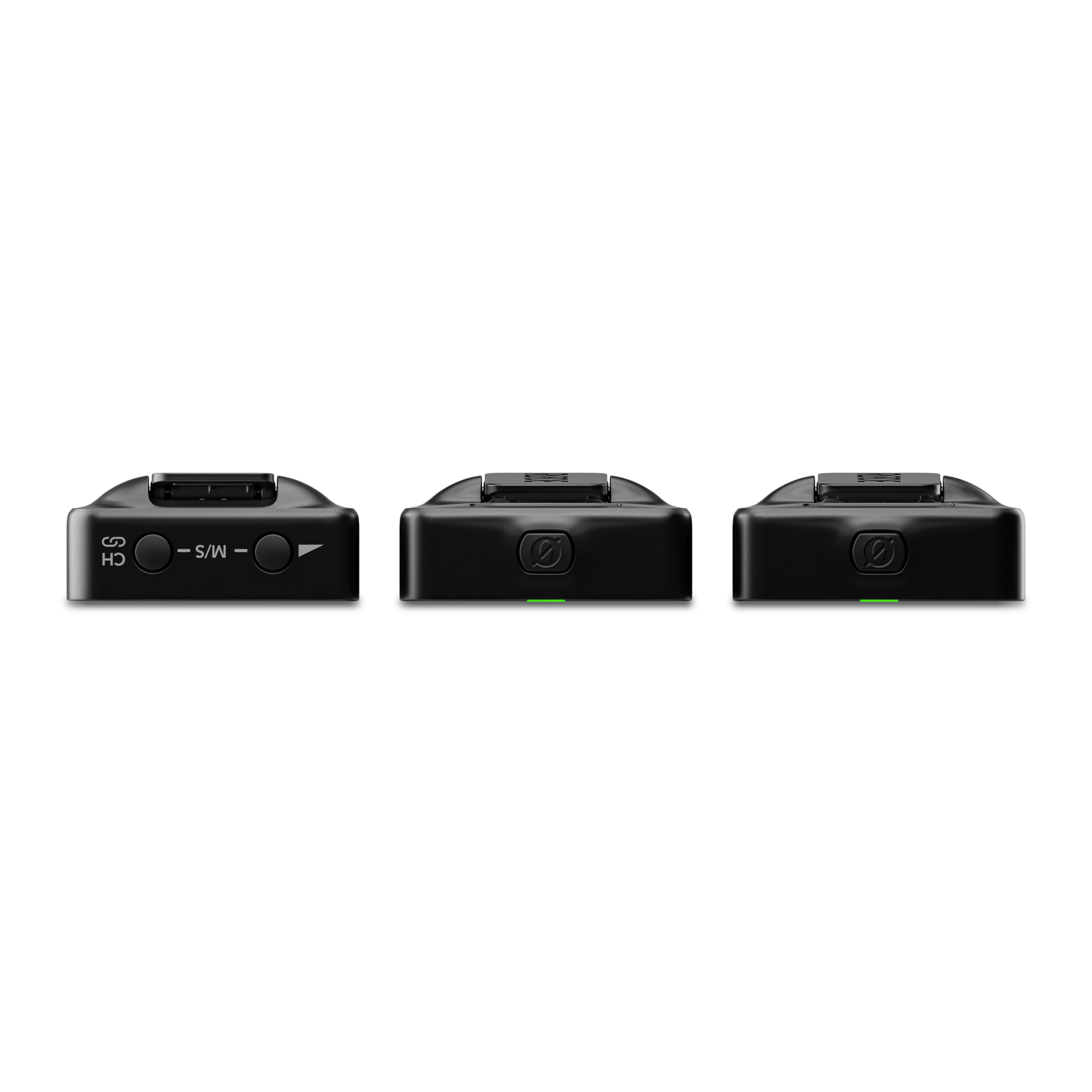 Rode Wireless Go III black wireless microphone LED indicator and controls close up