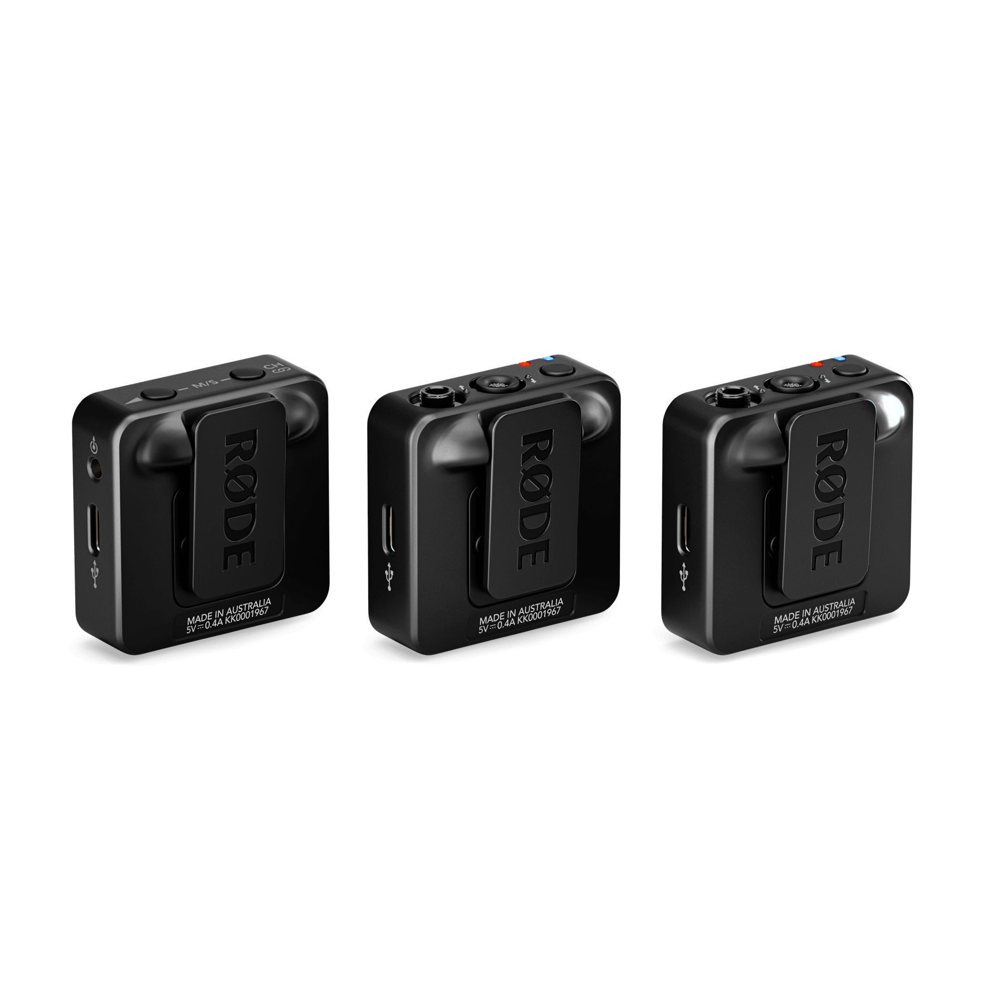 Rode Wireless Go III black transmitter and receiver side profile view