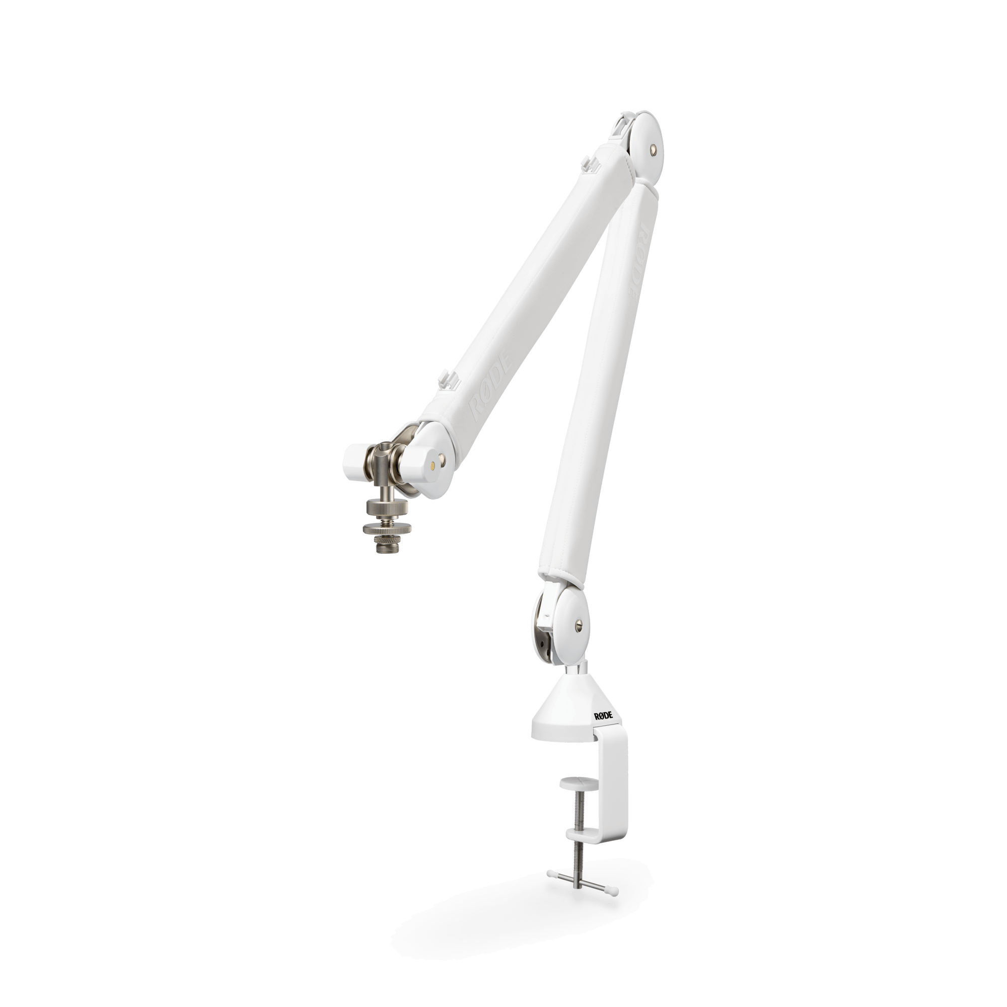 RODE Professional Boom Arm White fully extended showing maximum reach and articulation