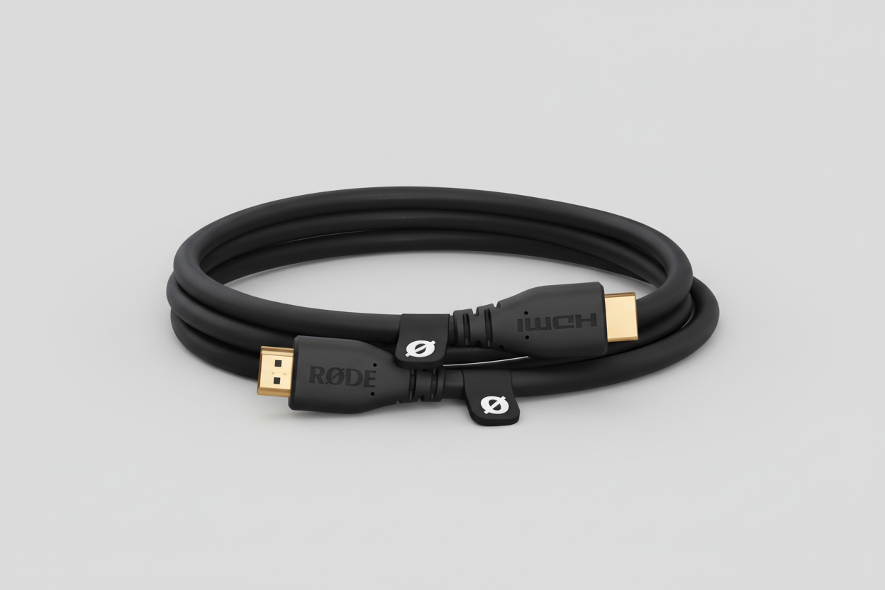 Rode 1.5 meter HDMI 2.0 premium black cable 6mm diameter front view