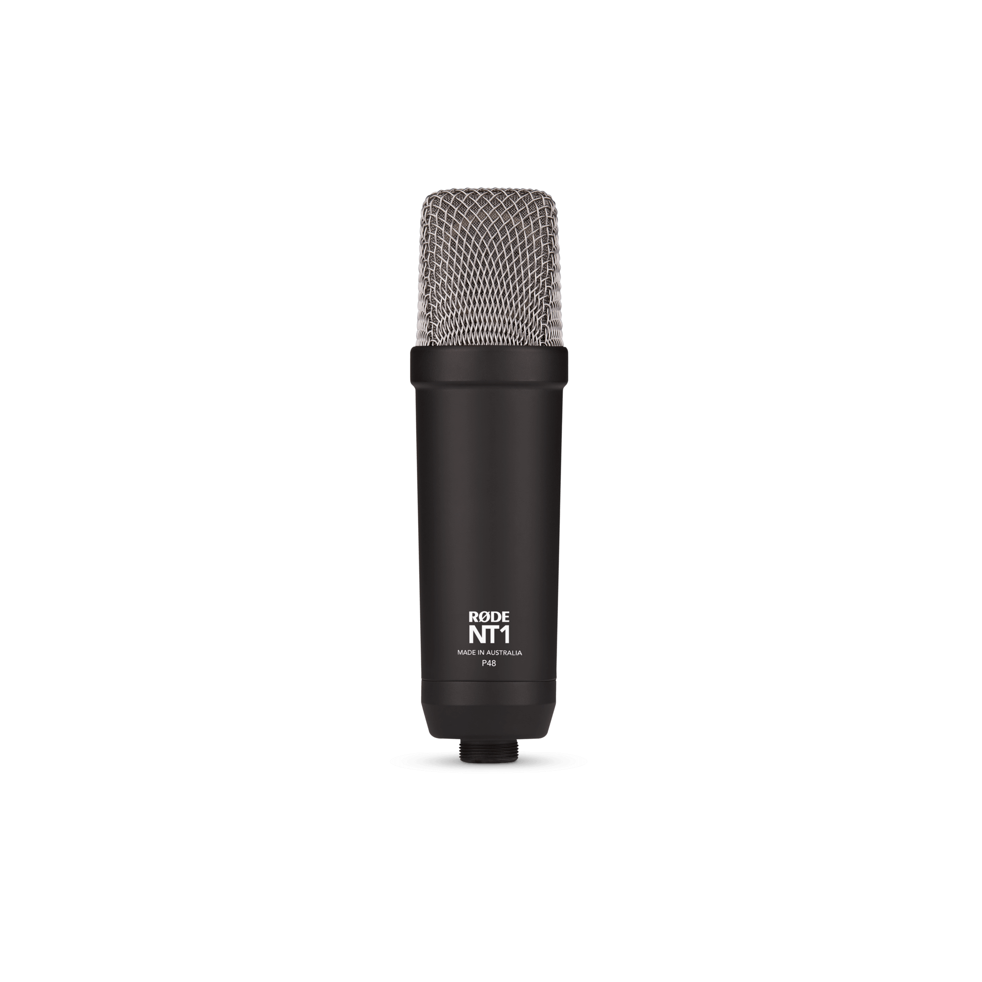 RODE NT1 Signature Black rear panel showing XLR output on all-black premium studio mic body