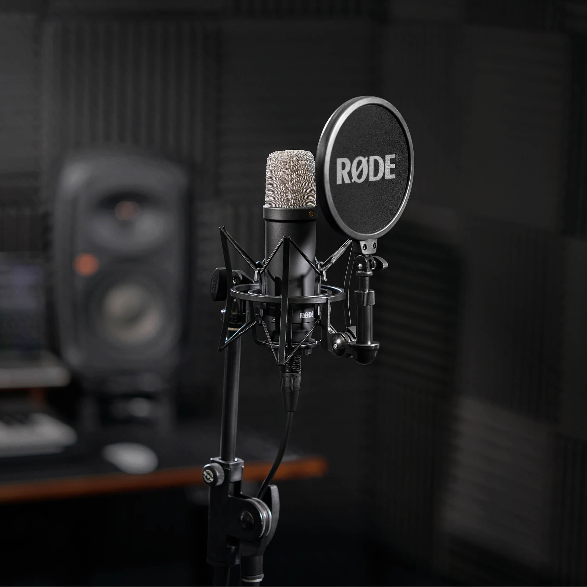 RODE NT1 Signature Black in professional voice over studio for broadcast-quality narration work