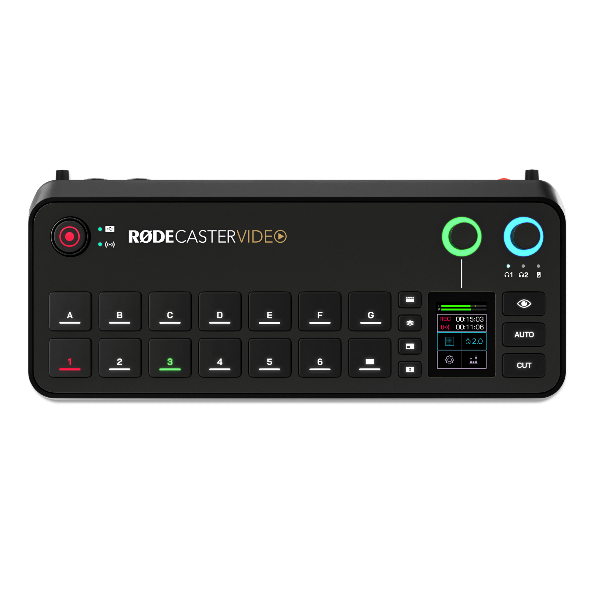 RODE RODECaster Video UK – front view of all-in-one video production studio console