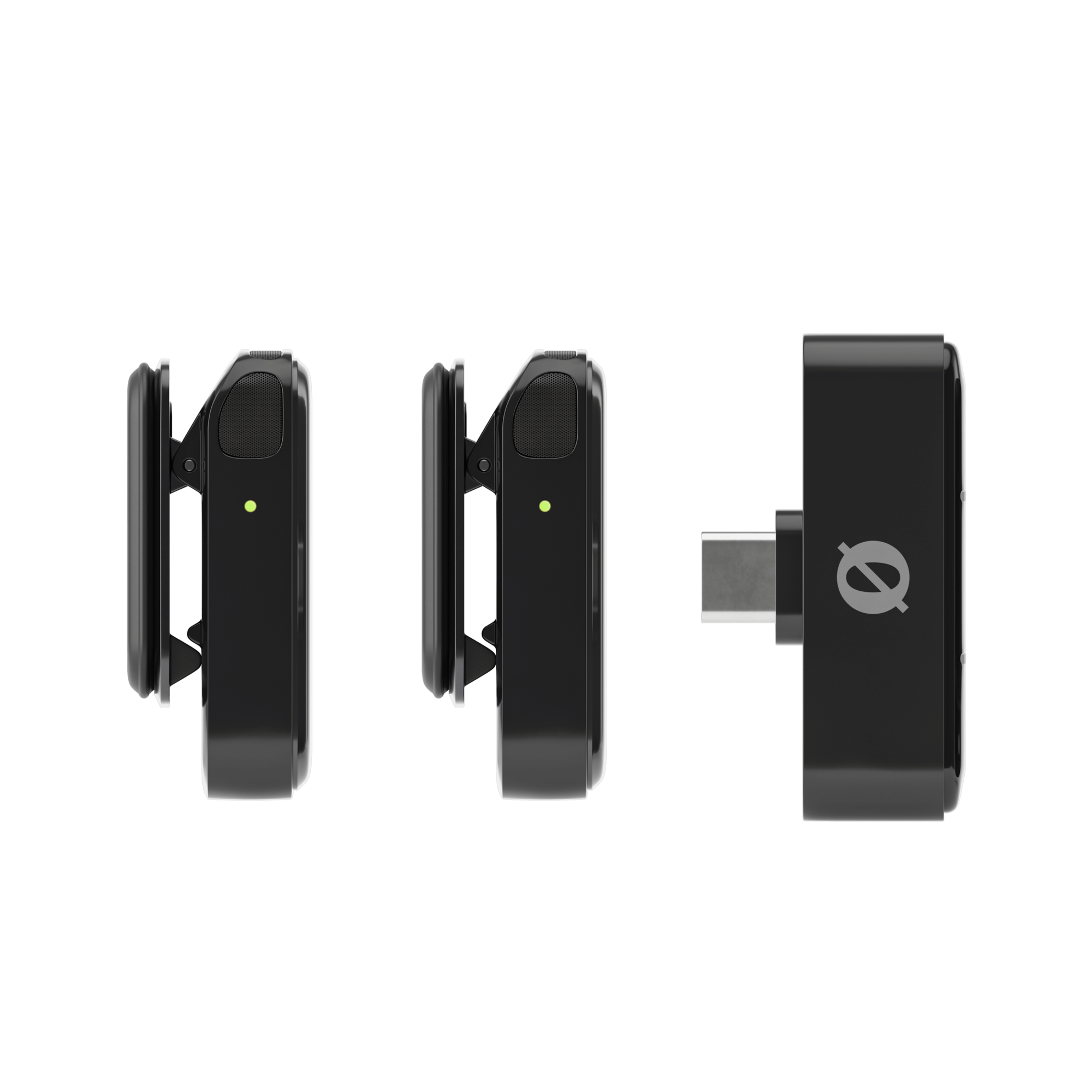Rode ultra compact black wireless USB C microphone side profile view