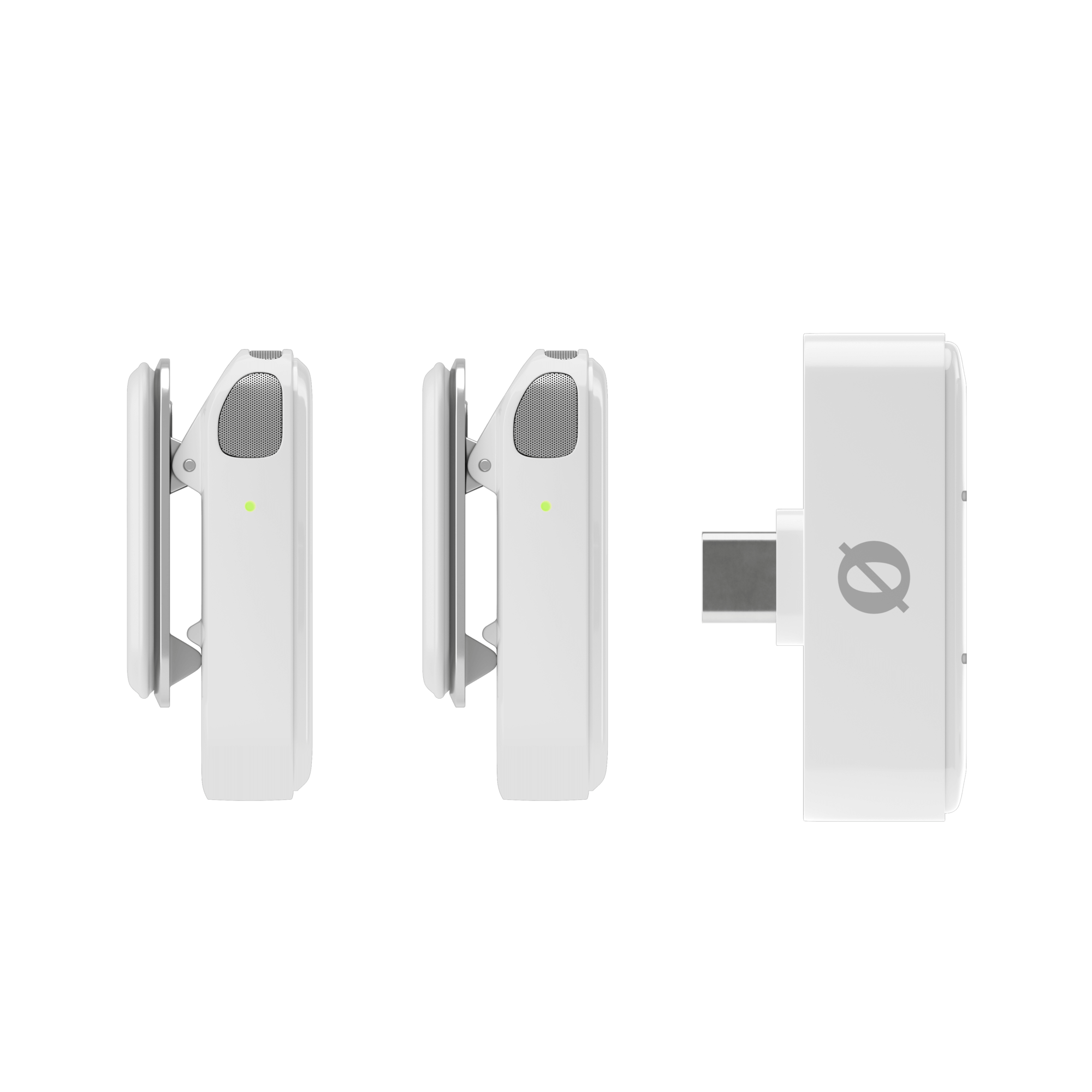 Rode ultra compact white wireless USB C microphone side profile view