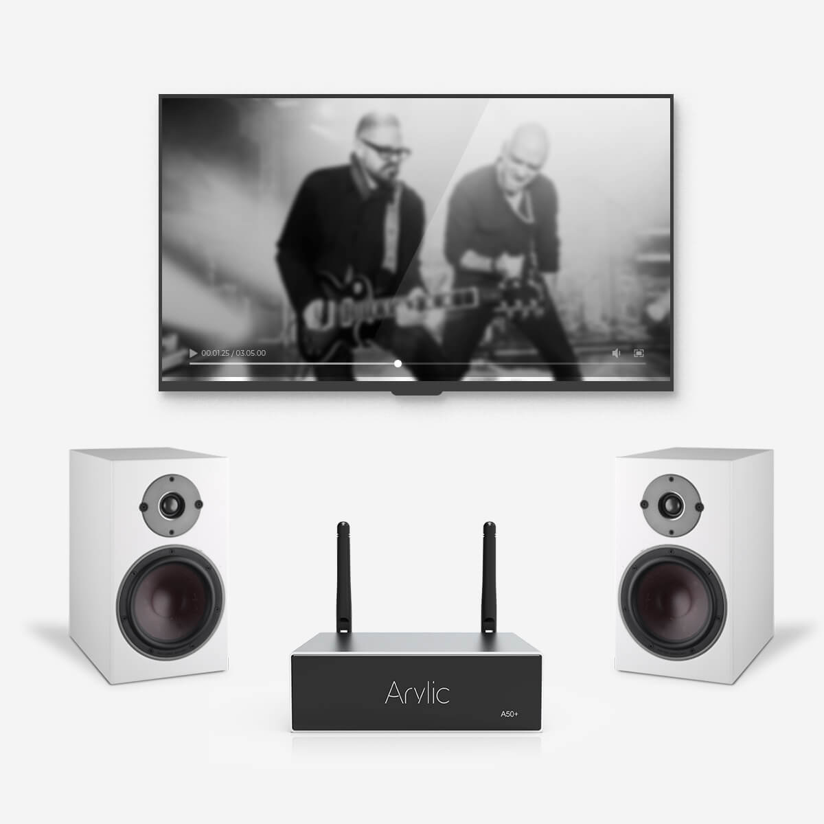 Arylic A50+ streaming amplifier WiFi antenna close-up for stable wireless multiroom audio setup