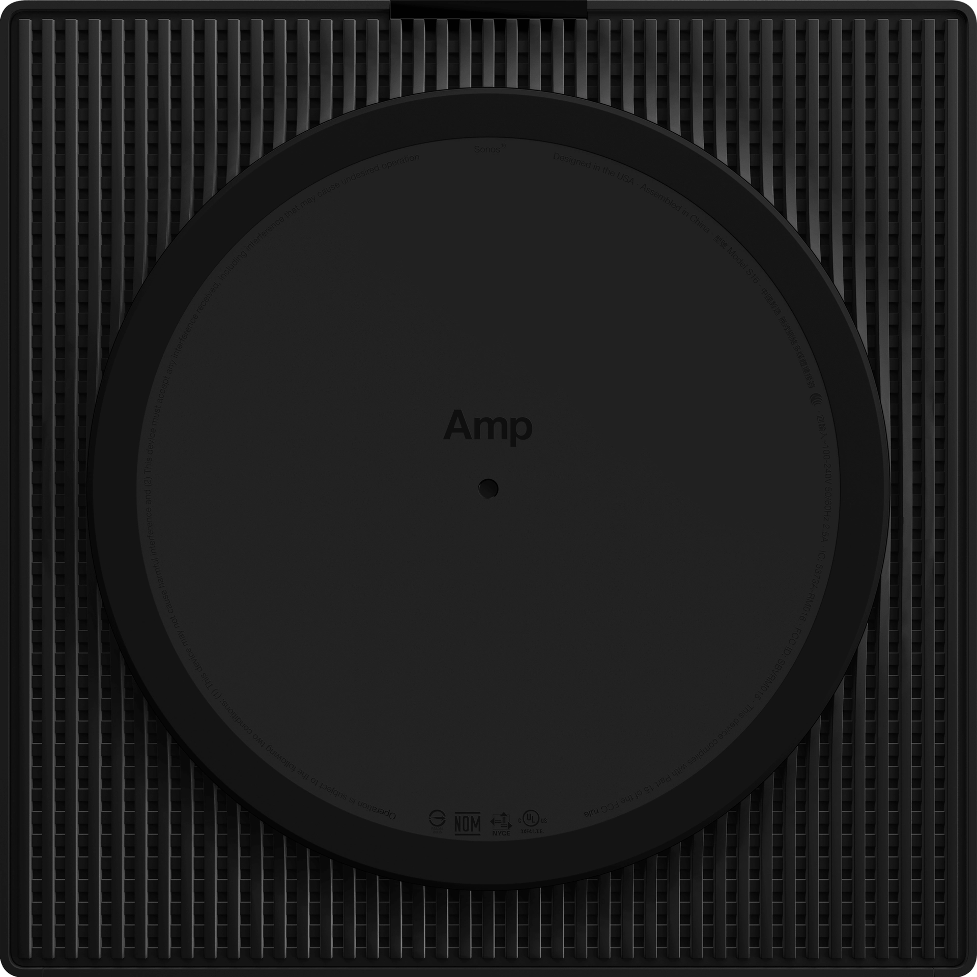 Close-up of Sonos AMP rear binding post speaker terminals for connecting passive hi-fi speakers