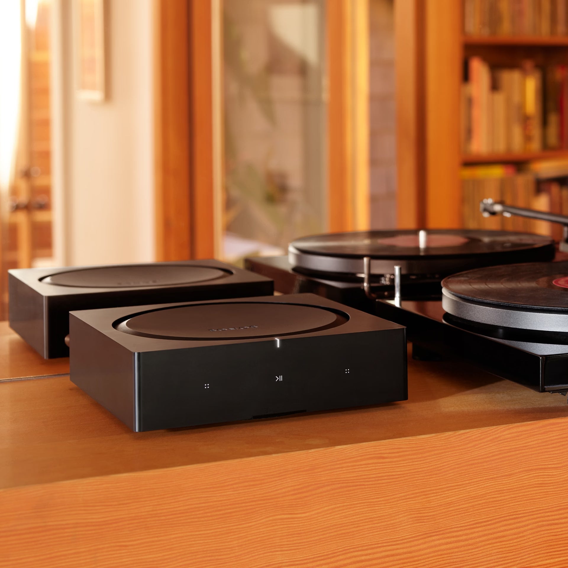Sonos AMP powering in-ceiling or outdoor passive speakers for whole-home audio installation