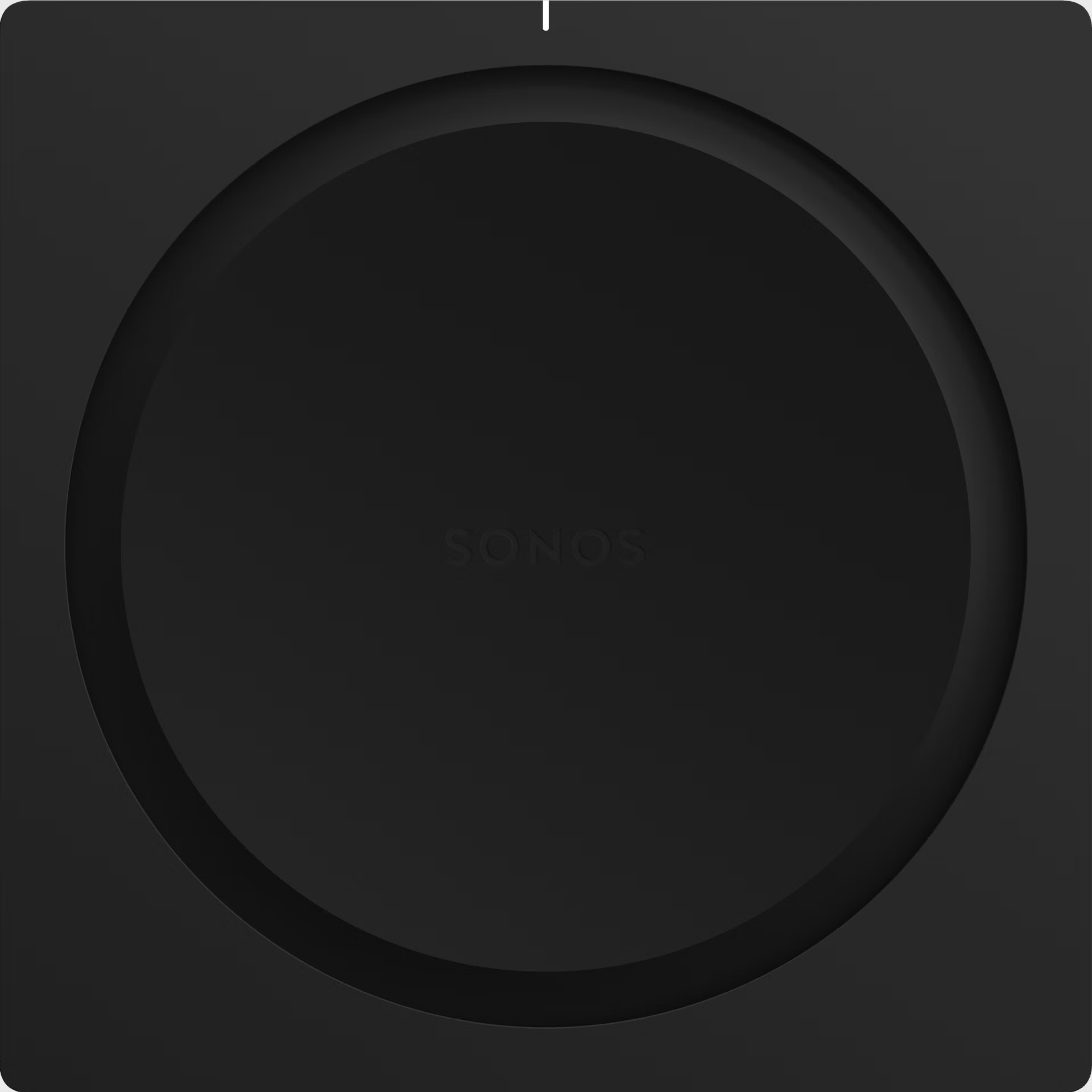 Sonos AMP premium streaming amplifier front view with matte black aluminium chassis design