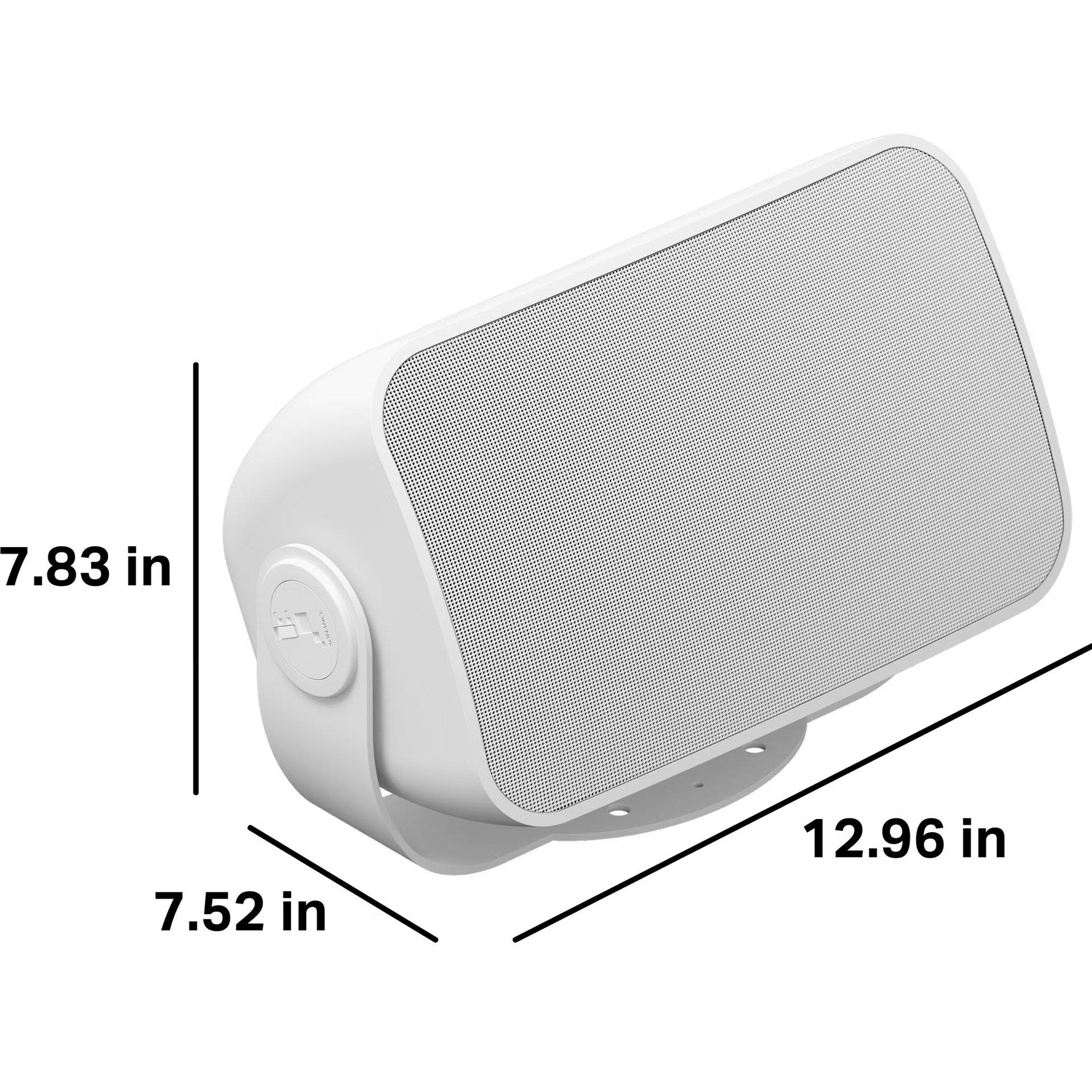 Sonos Outdoor by Sonance white side profile — robust UV-resistant cabinet for permanent outdoor install