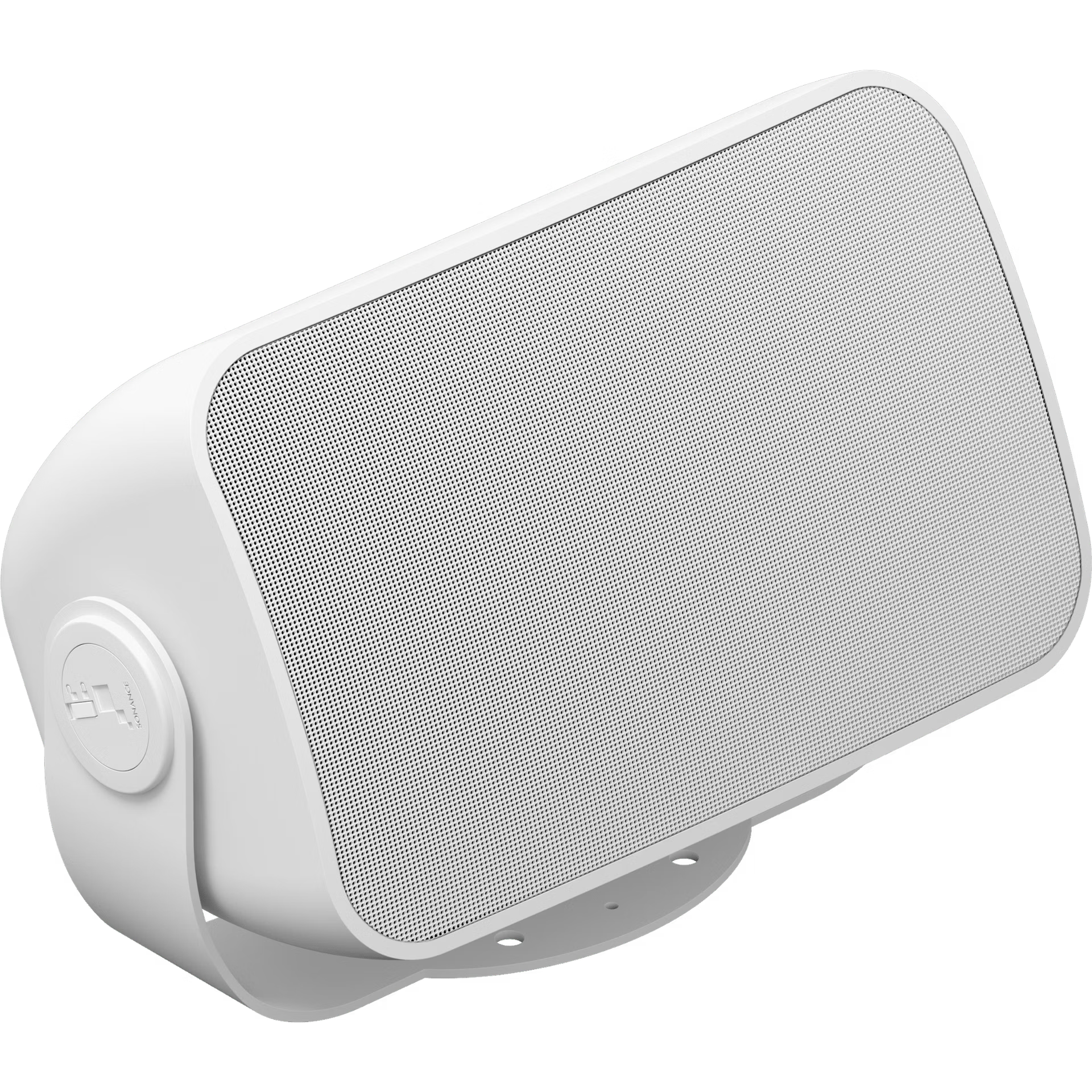 Rear of Sonos Outdoor by Sonance white — sealed driver assembly for weatherproof HiFi outdoor audio