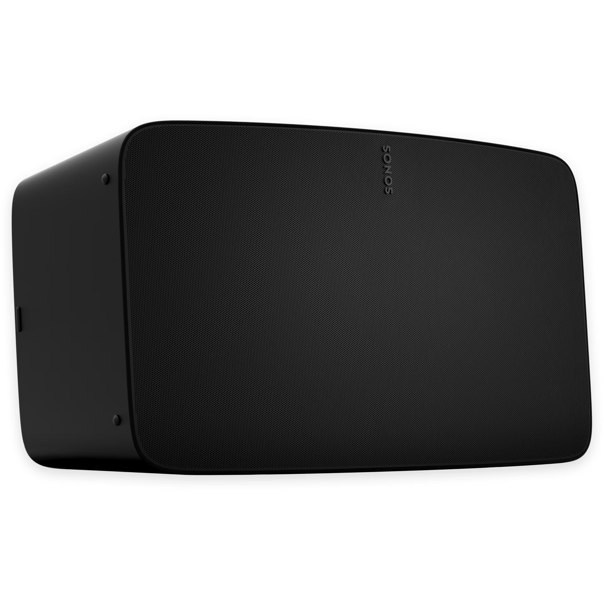 Black Sonos speaker on a white background