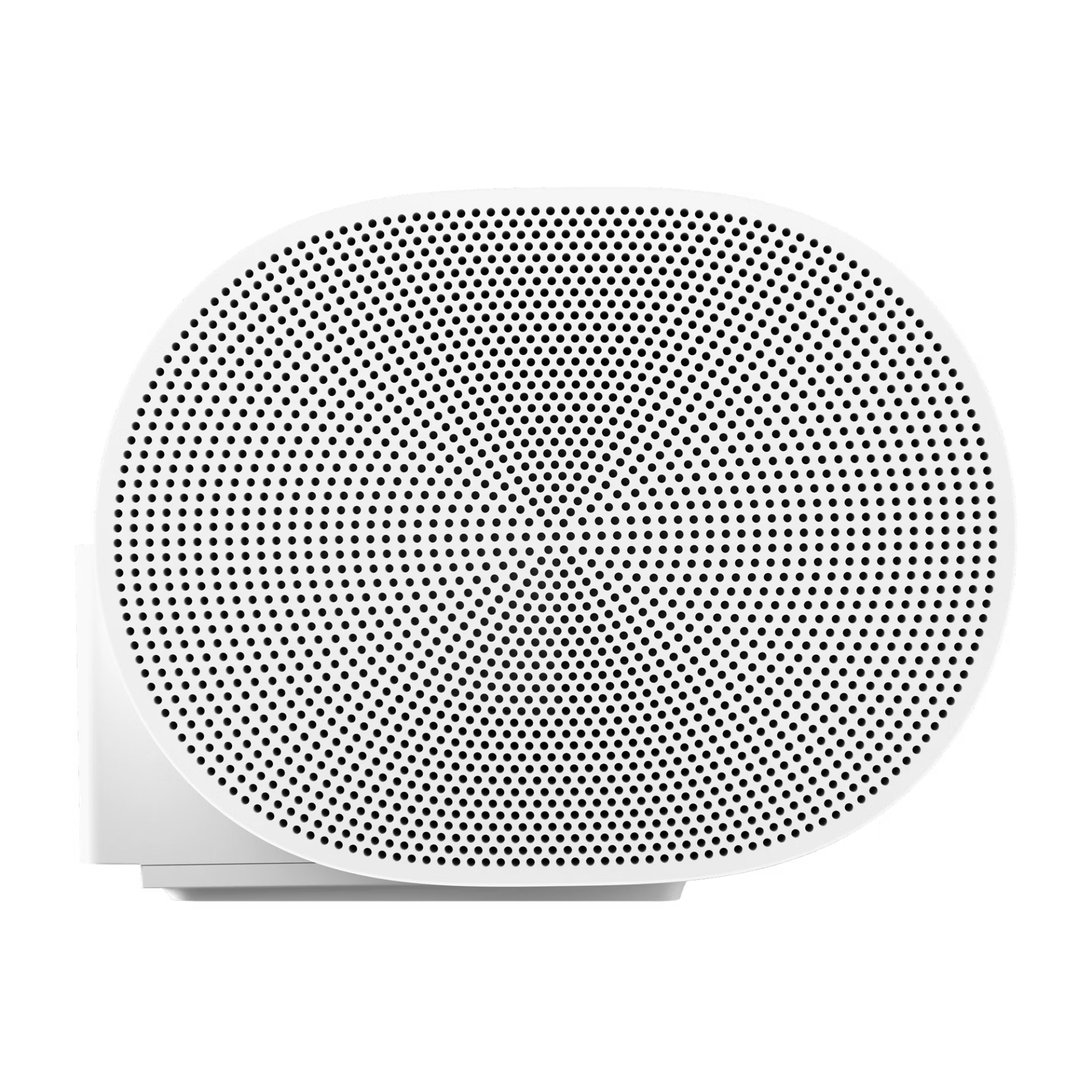 Close-up of Sonos Arc white perforated grille — precision mesh detail on immersive HiFi smart soundbar