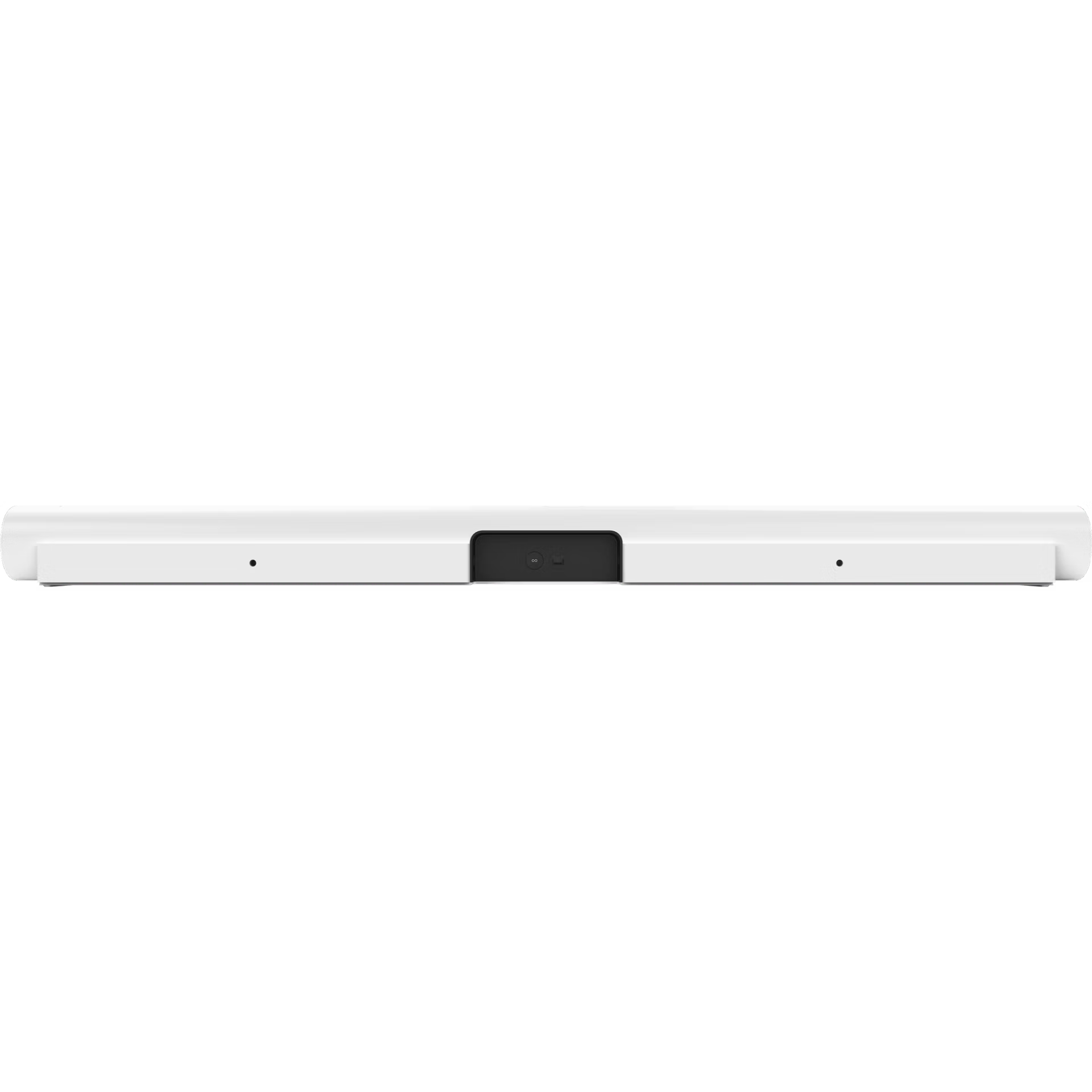 Top-down view of Sonos Arc white — full-width curved soundbar with upward-firing tweeters for Atmos