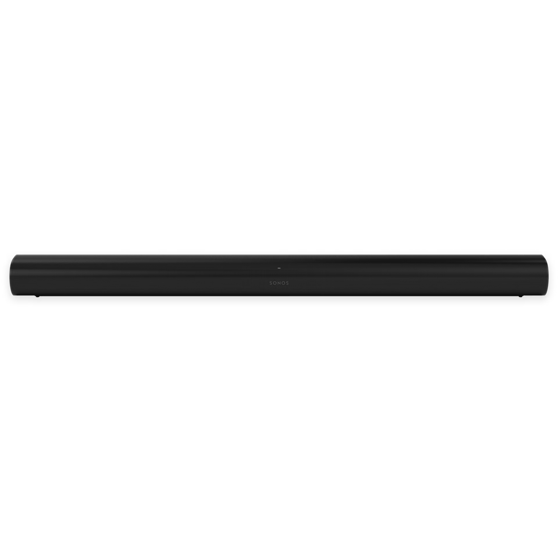 Sonos Arc black soundbar below wall-mounted TV in dark home theatre room — immersive smart audio setup