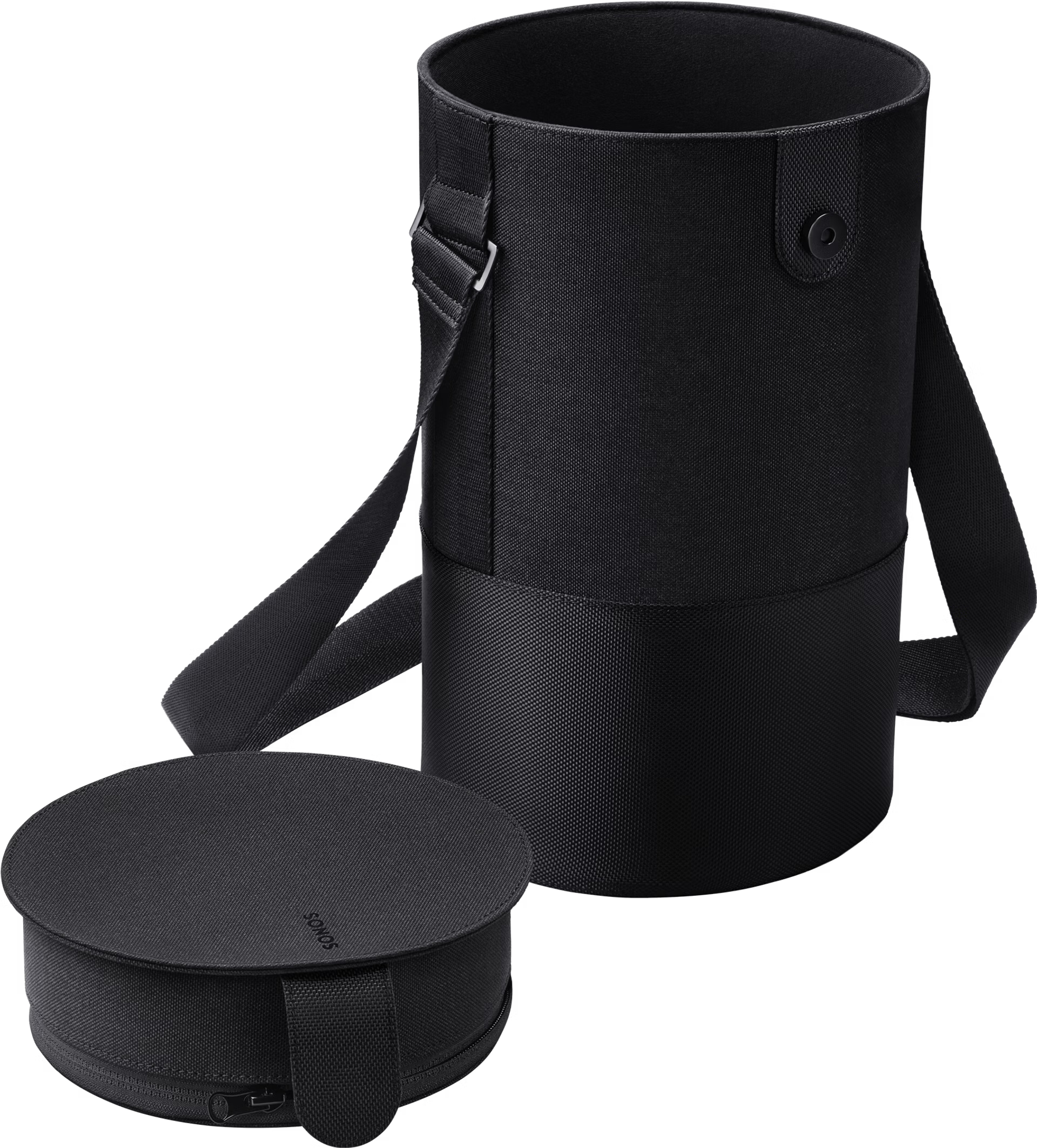 Sonos Move black travel bag side profile — slim protective carry bag designed for Sonos Move speaker