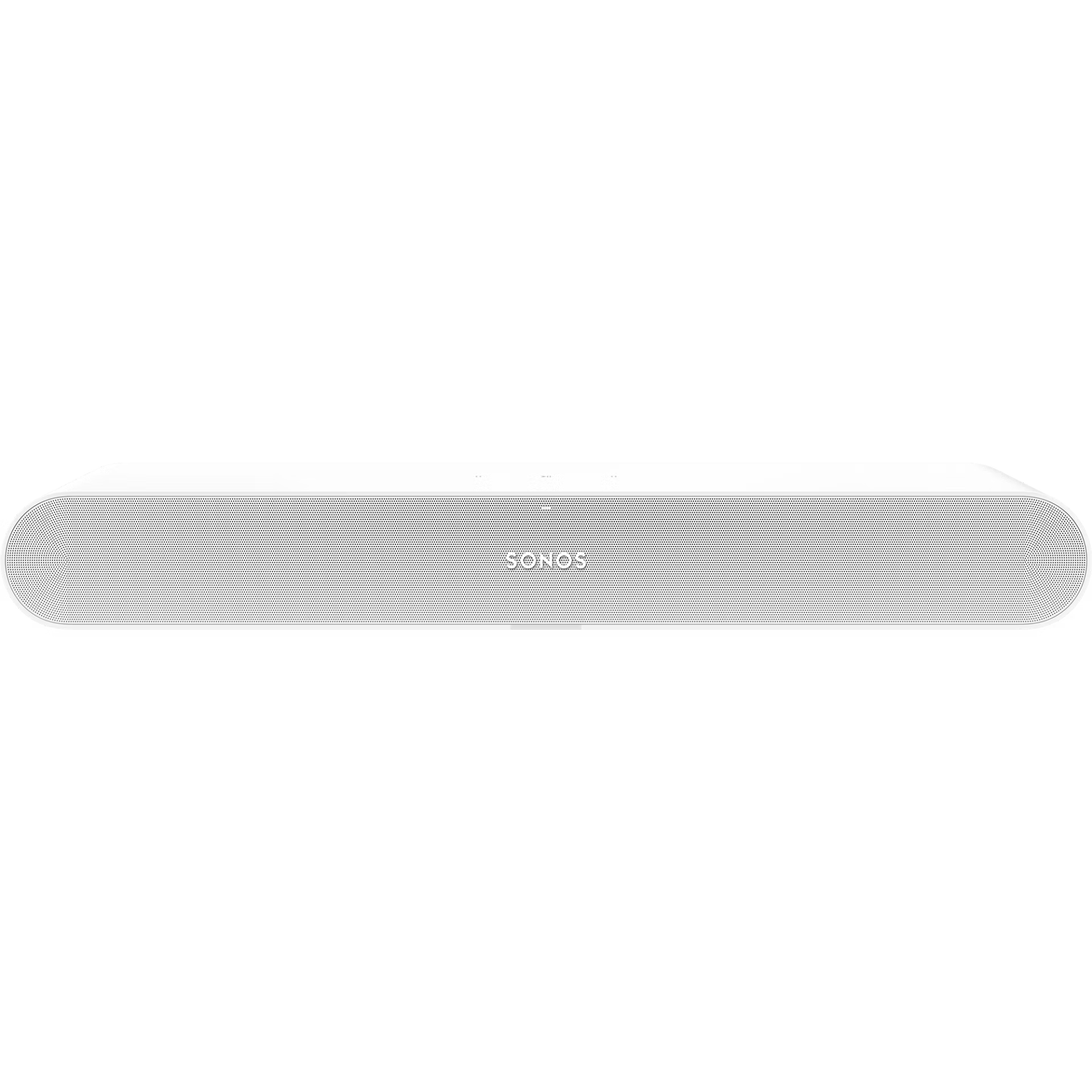 Close-up of Sonos Ray Fury White acoustic grille — precision-woven white mesh on HiFi smart soundbar