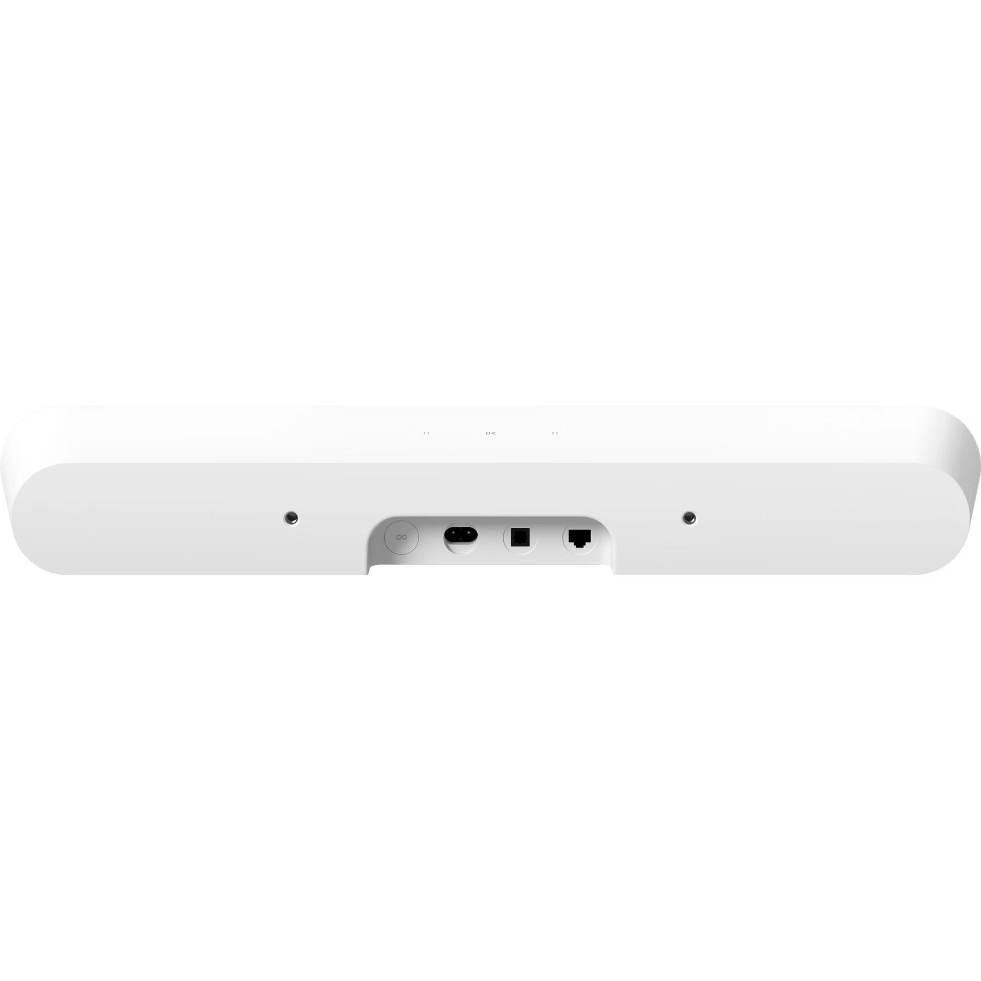 Sonos Ray Fury White rear panel with optical audio and power ports on crisp white finish