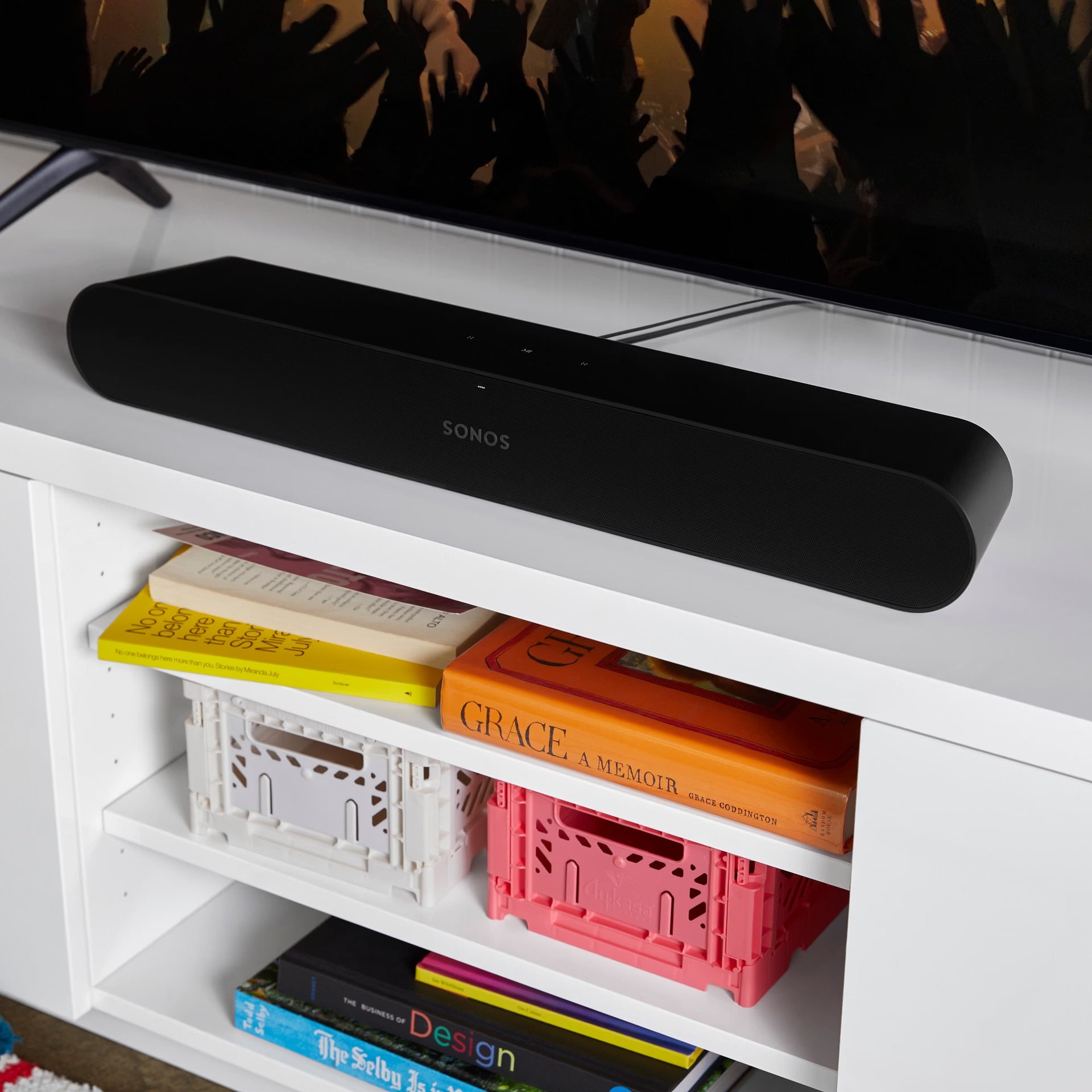 Rear view of Sonos Ray Fury Black — optical audio input and power port on compact HiFi smart soundbar