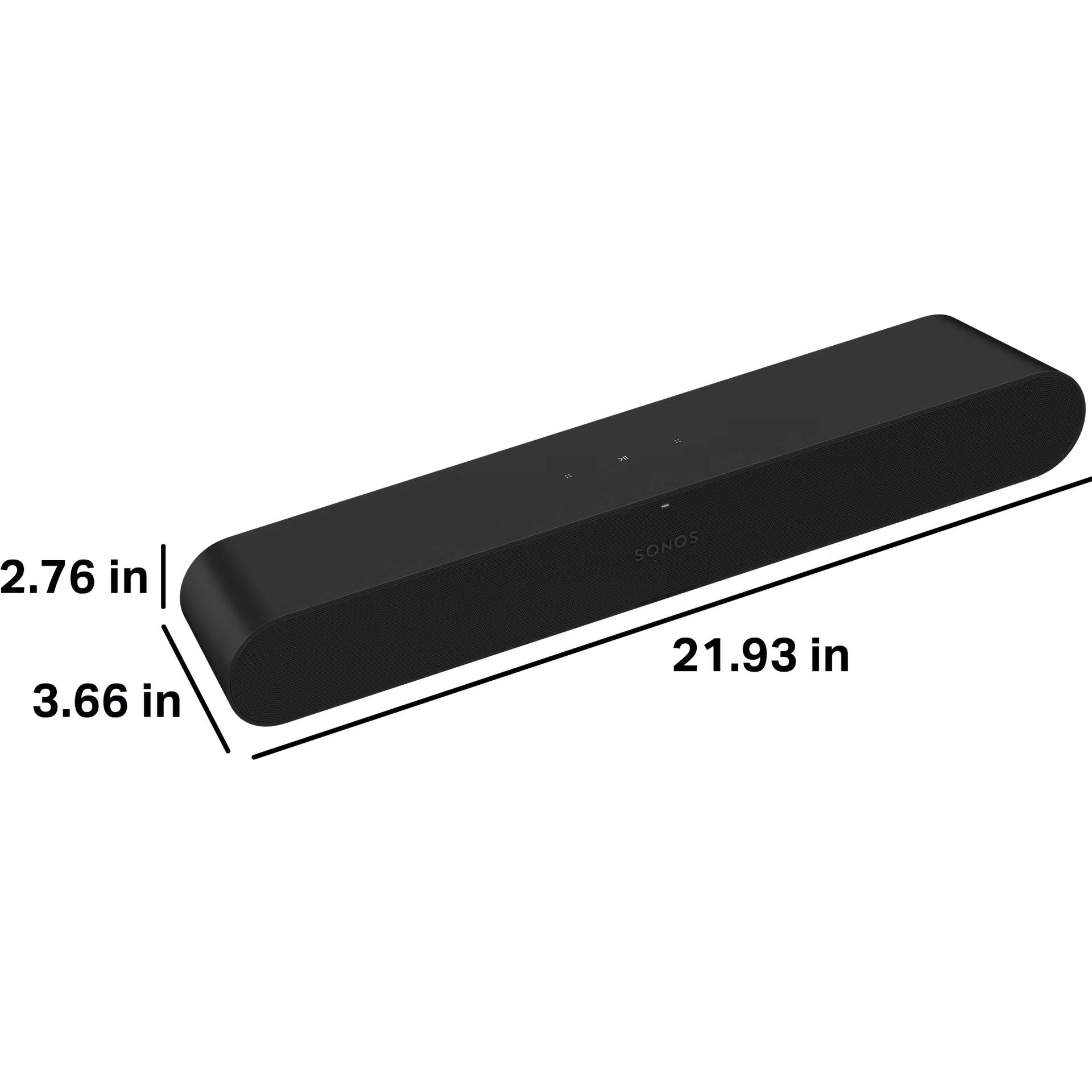 Sonos Ray Fury Black angled view — sleek low-profile smart soundbar with premium matte black finish
