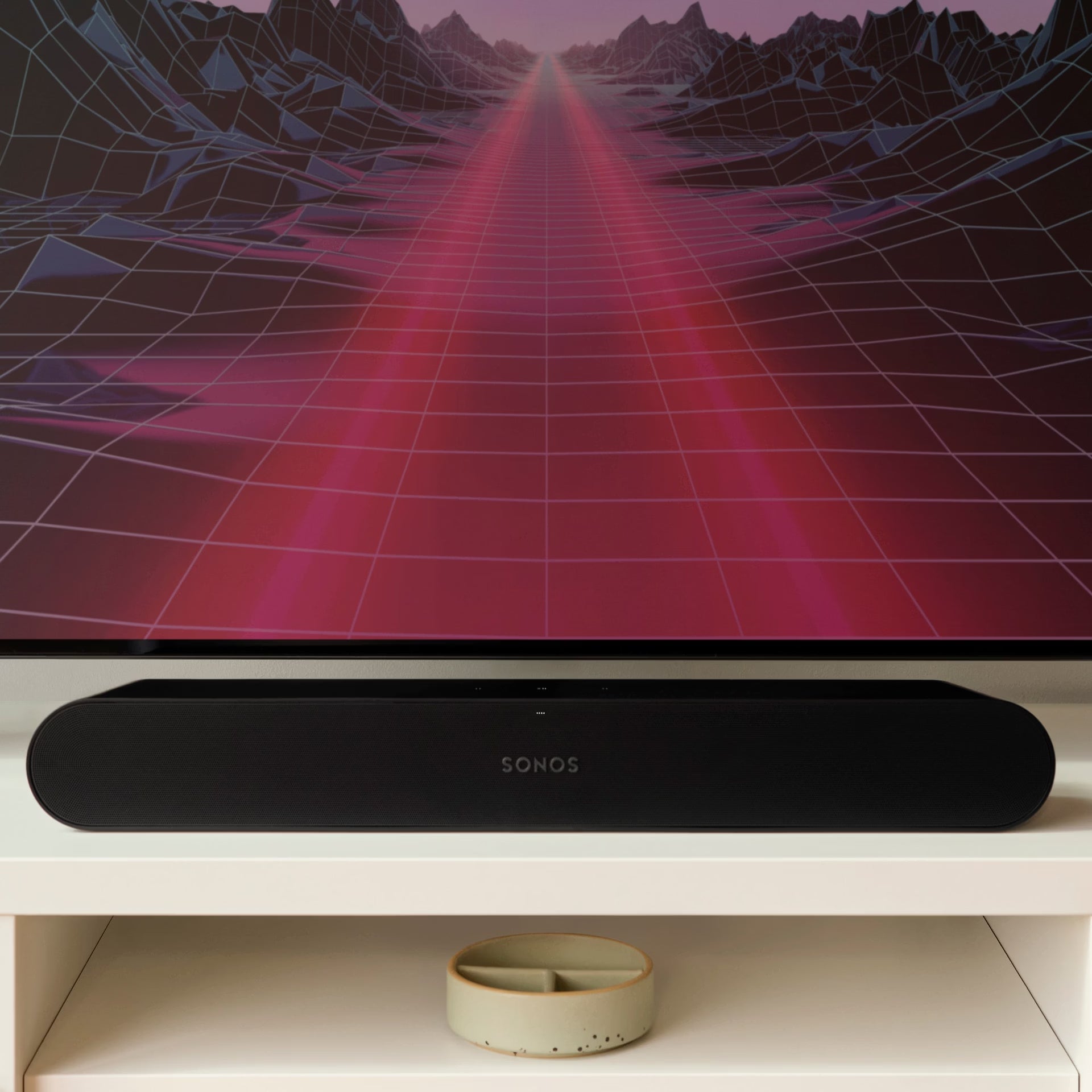 Family enjoying movie night with Sonos Ray Fury Black soundbar — immersive cinematic HiFi sound at home