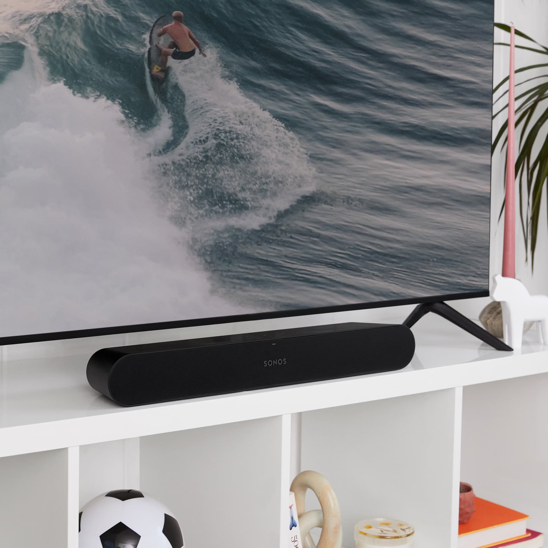 Close-up of Sonos Ray Fury Black acoustic grille texture — precision-woven mesh on HiFi smart soundbar