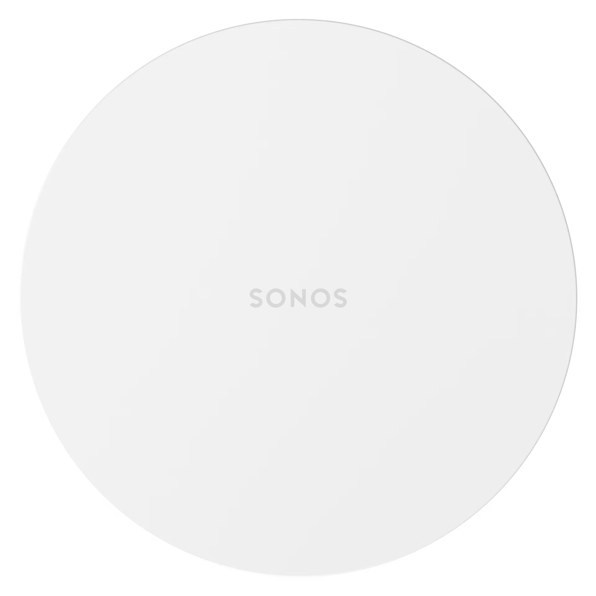Sonos Sub Mini white glowing softly in dimly lit home cinema delivering immersive deep bass