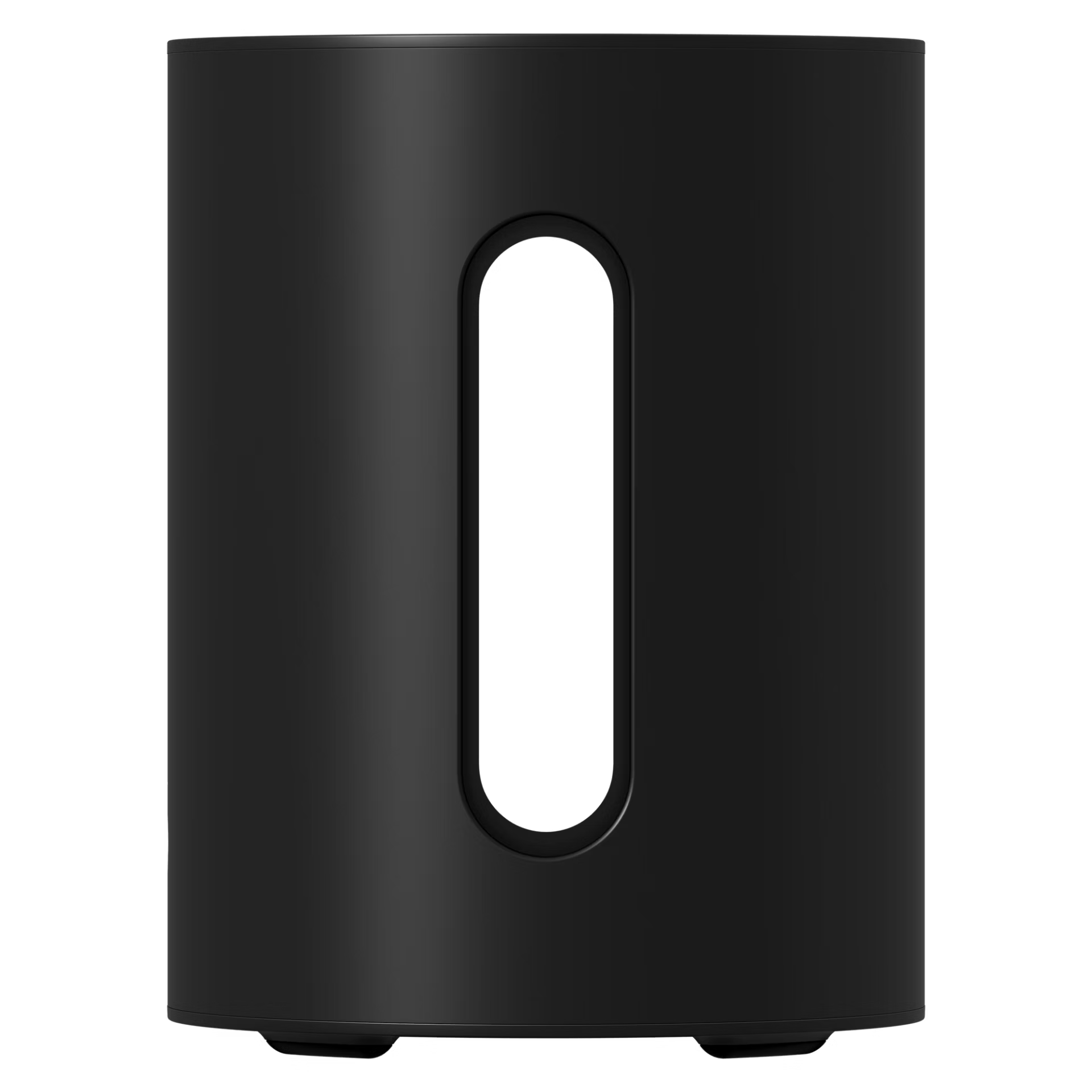Sonos Sub Mini black compact smart subwoofer front view with oval port design