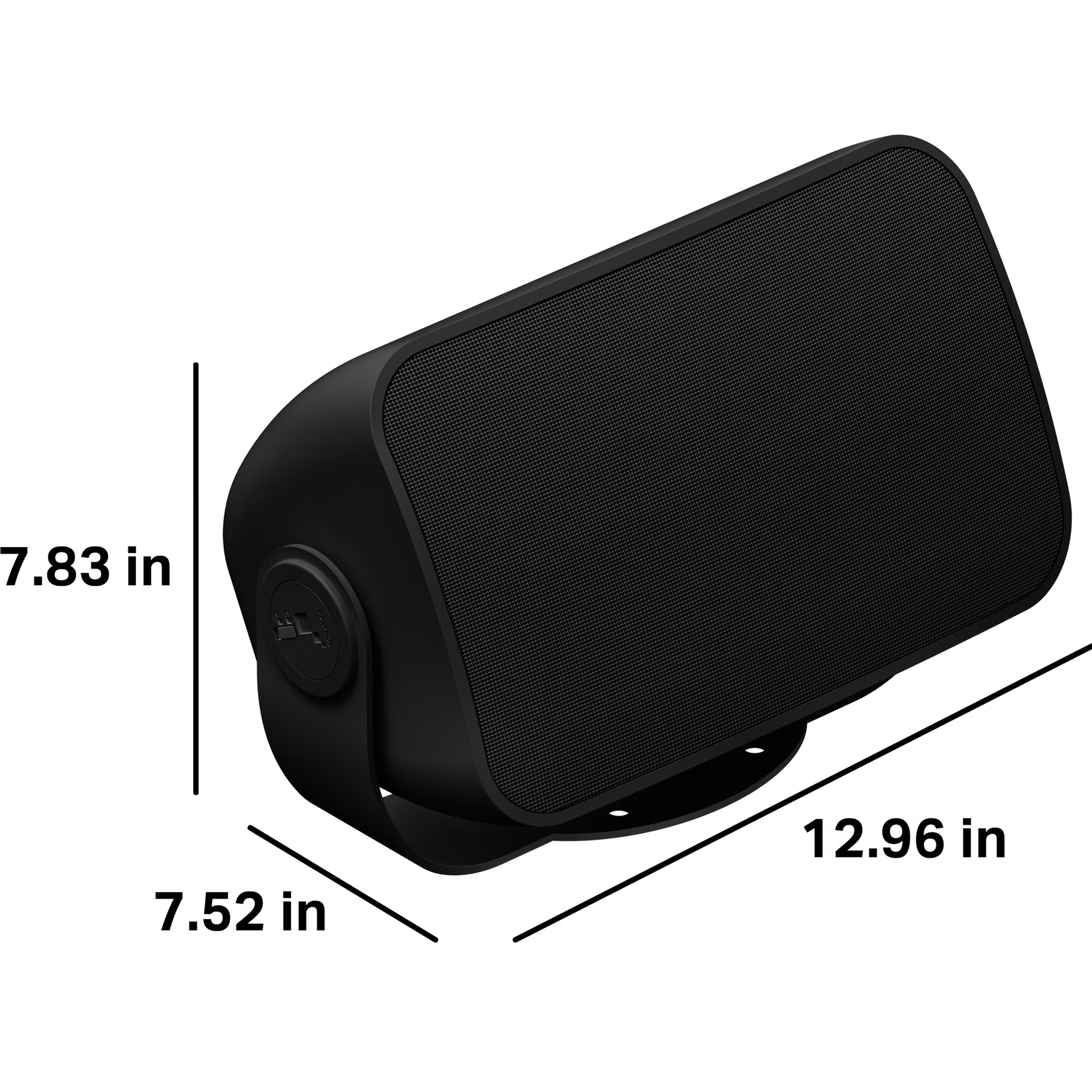 Rear of Sonos Outdoor by Sonance black — sealed driver assembly for weatherproof HiFi outdoor audio