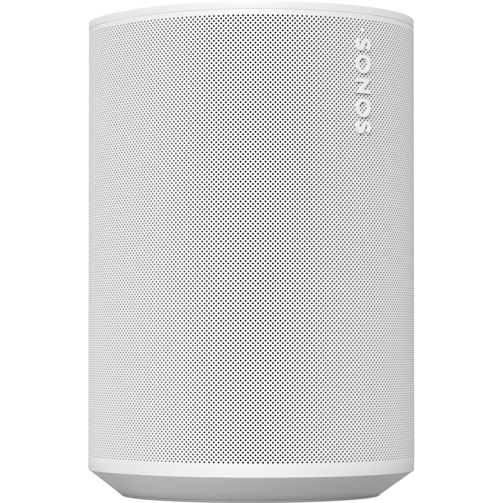 Right side of Sonos Era 100 White HiFi speaker with smooth curved soft white casing