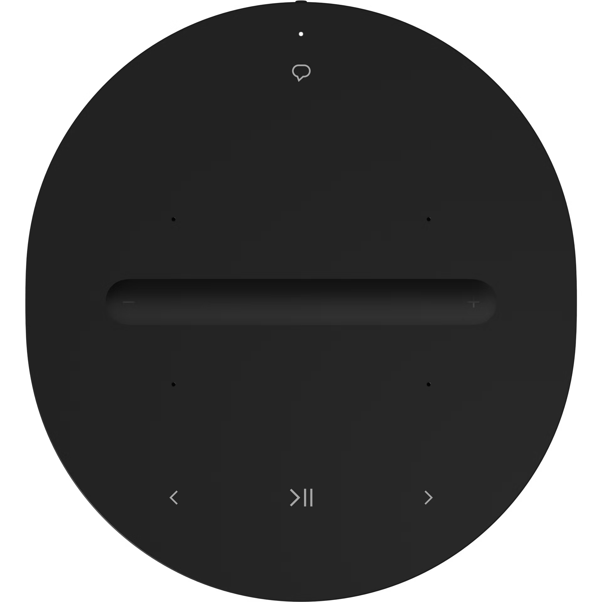 Top-down view of Sonos Era 100 Black showing touch playback and volume control surface