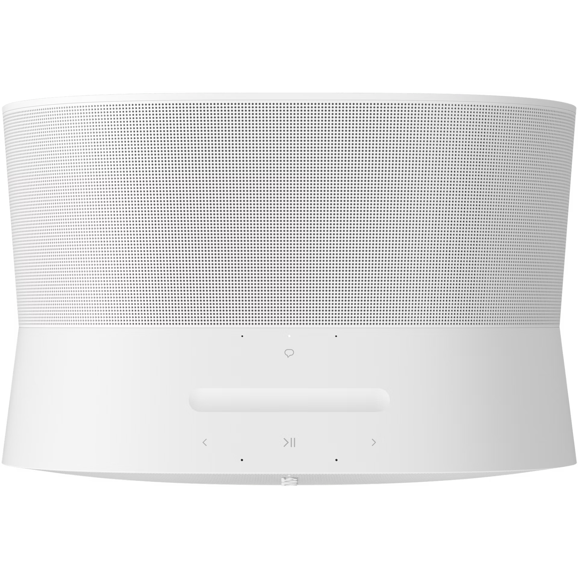 Sonos Era 300 white top-down view revealing upward-firing speaker for spatial Dolby Atmos audio
