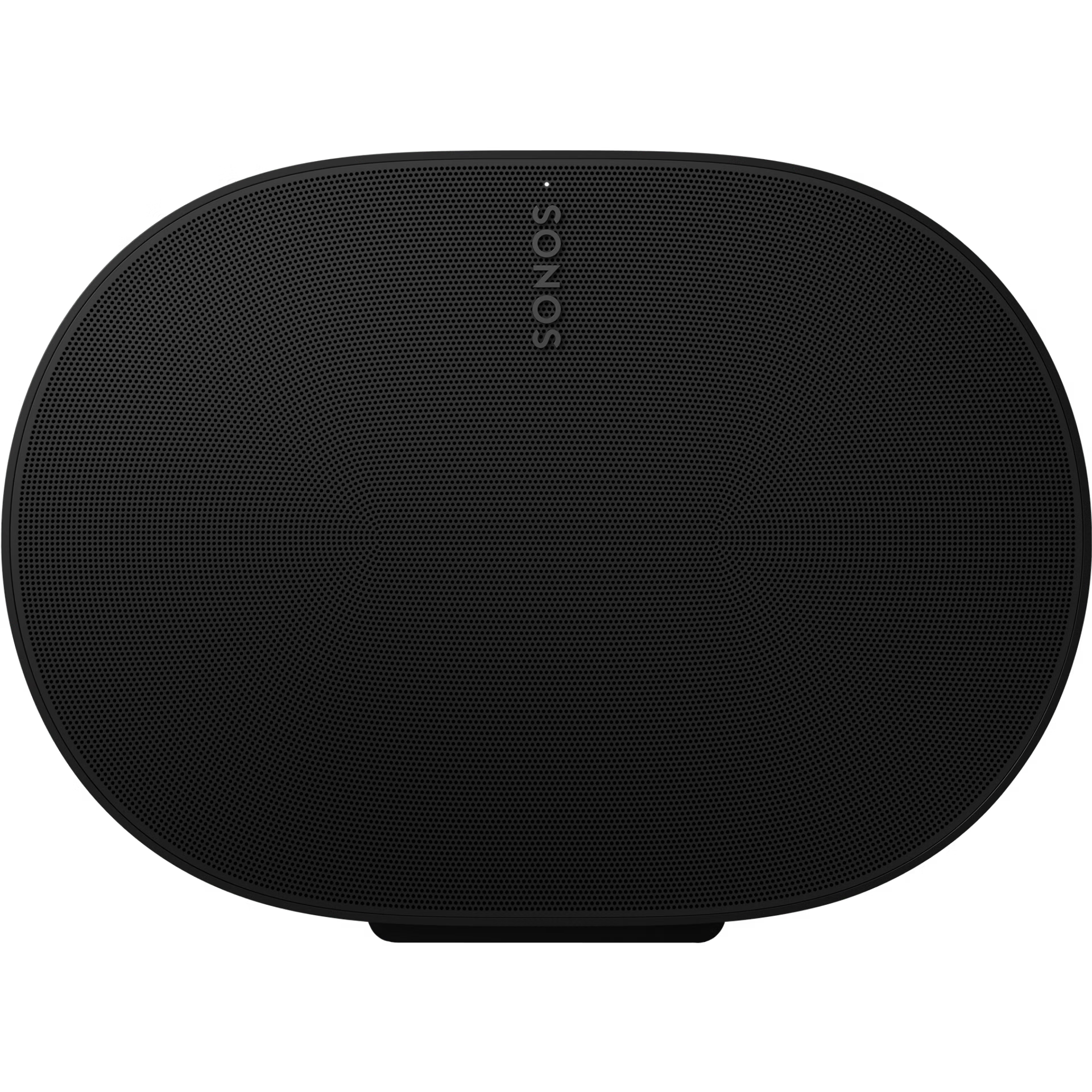 Sonos Era 300 black glowing subtly in dimly lit room creating immersive Dolby Atmos atmosphere