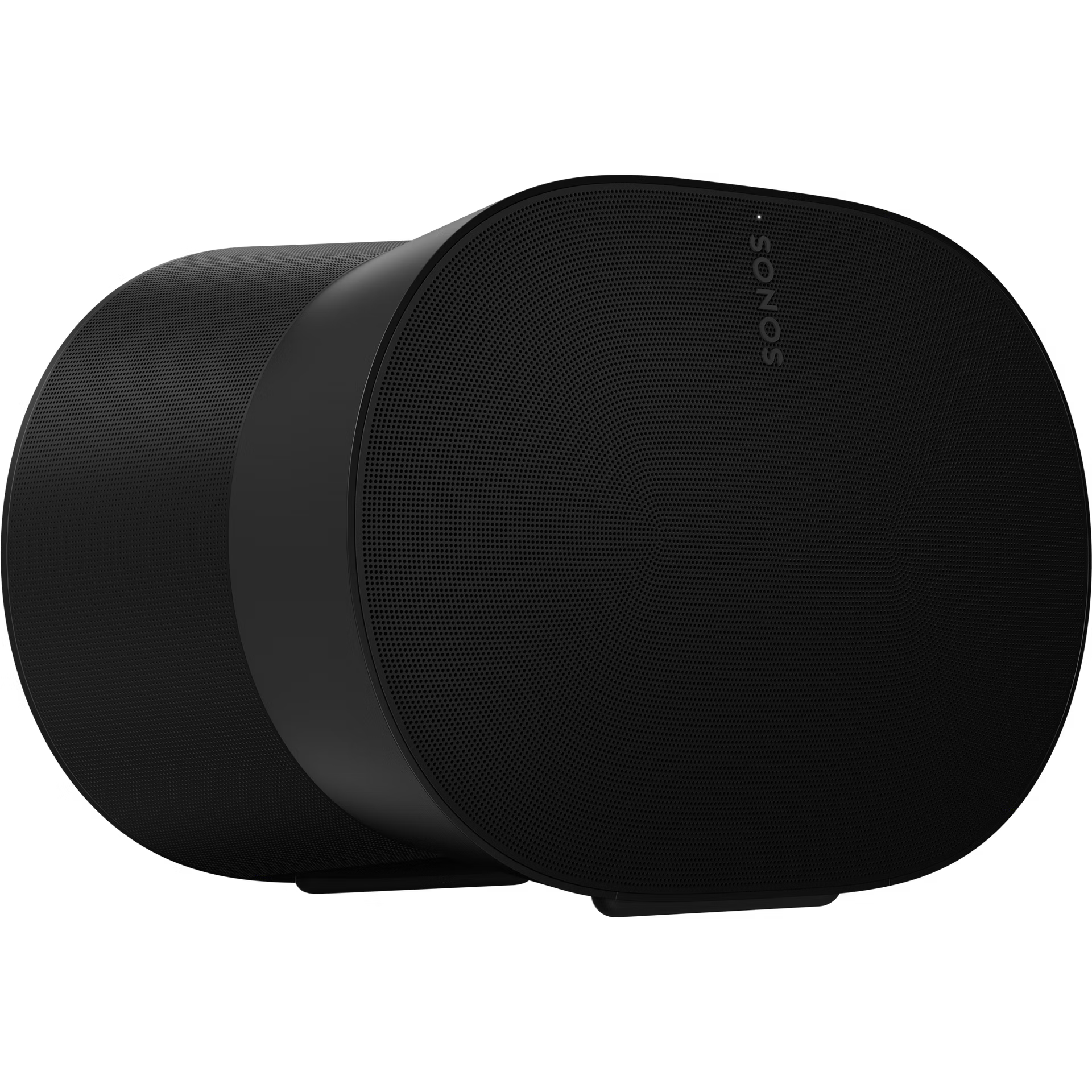 Sonos Era 300 black speaker side profile showing distinctive angled Dolby Atmos driver housing