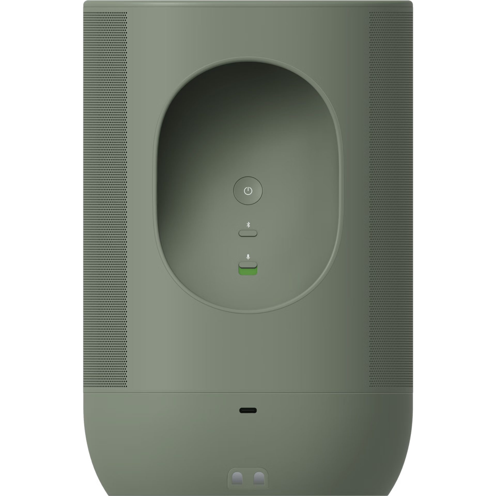 Sonos Move 2 Olive rear panel with charging contacts, handle and Bluetooth pairing button