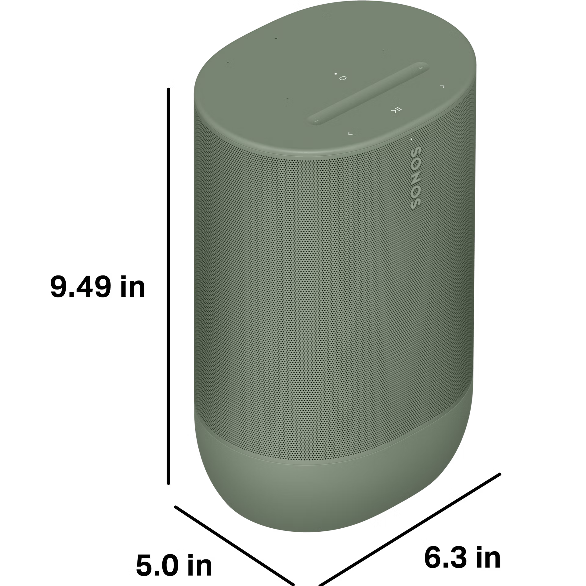 Right side of Sonos Move 2 Olive powerful smart loudspeaker with integrated carry handle