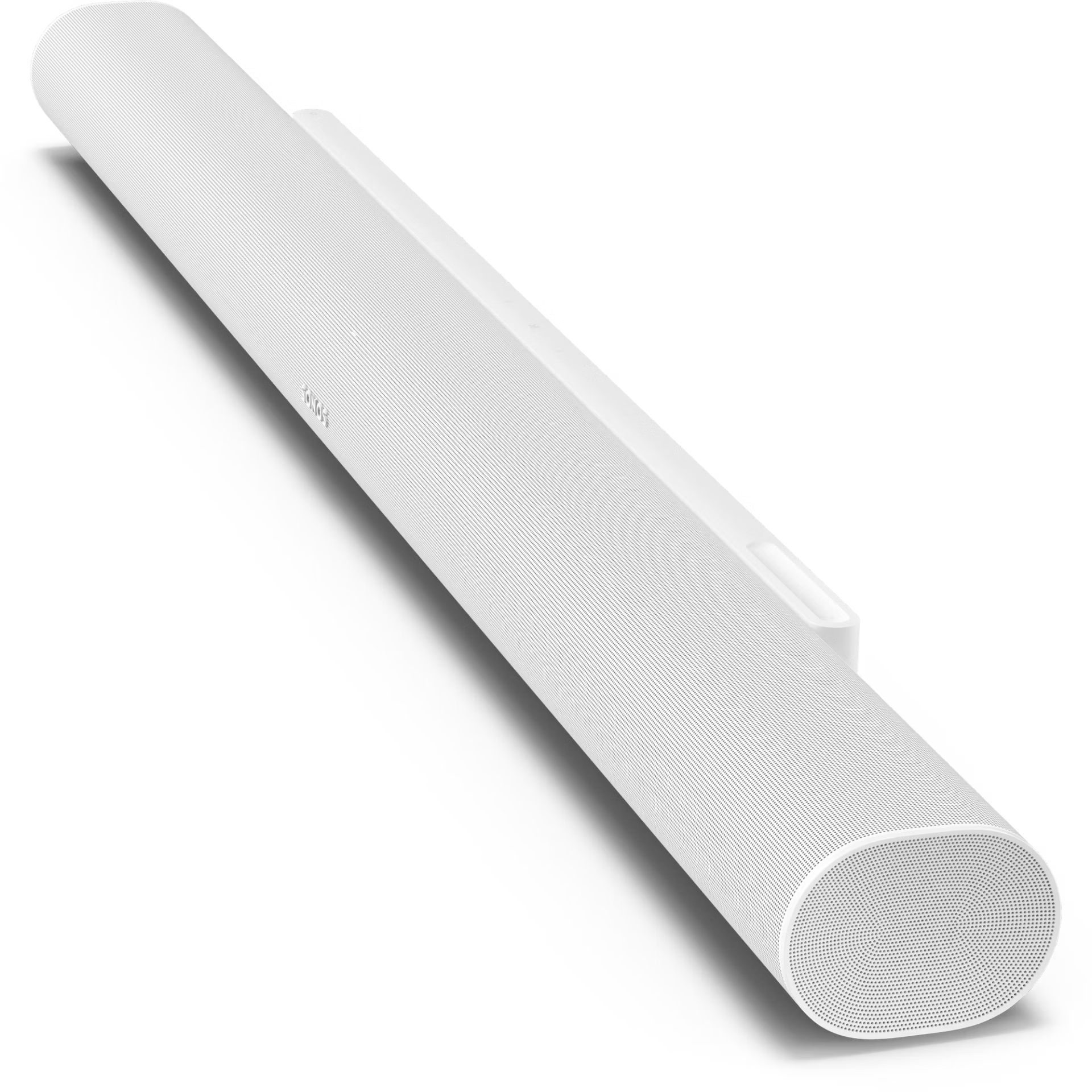 Sonos Arc Ultra white side profile — curved premium soundbar engineered for wide immersive soundstage