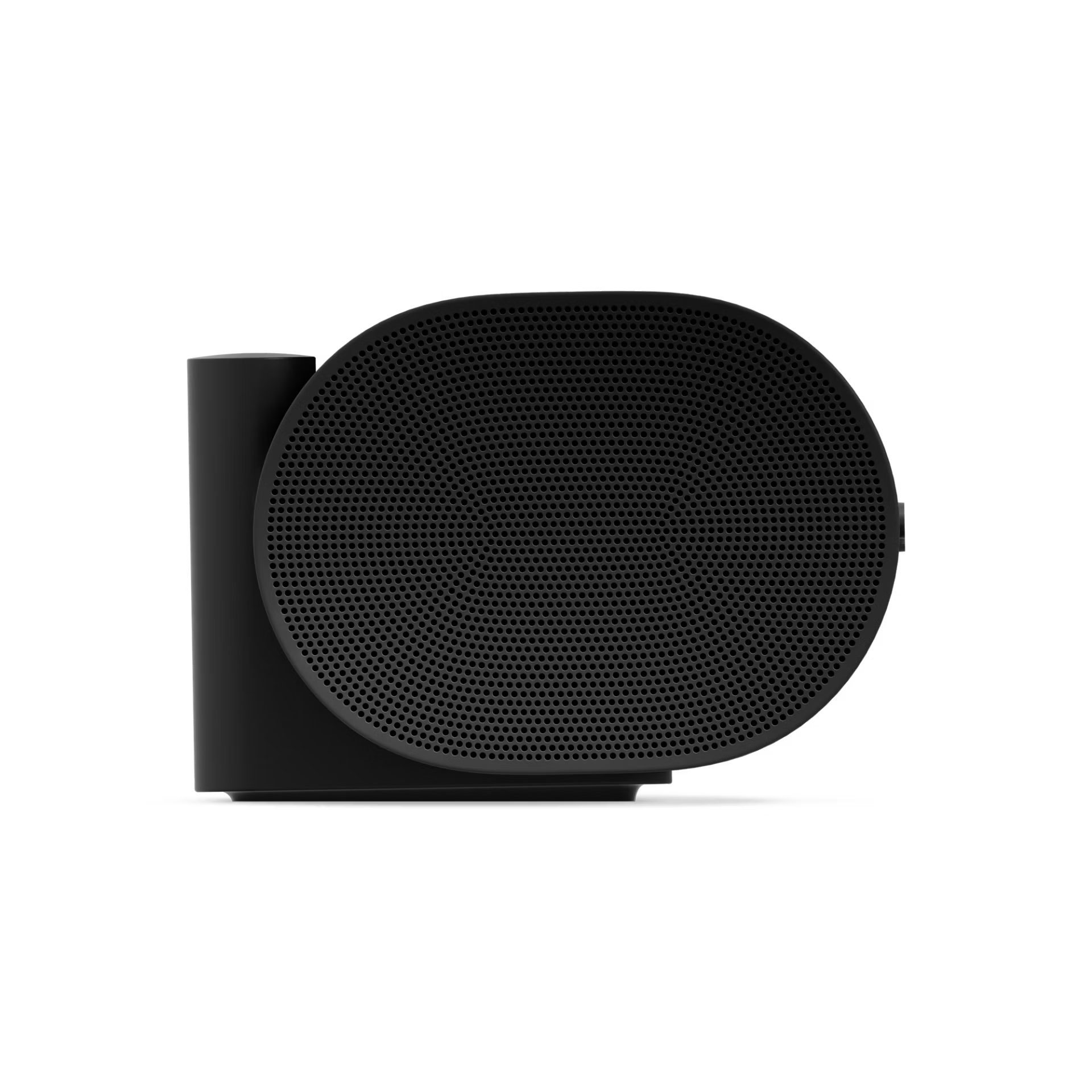 Close-up of Sonos Arc Ultra black acoustic grille — fine-woven mesh on flagship immersive smart soundbar