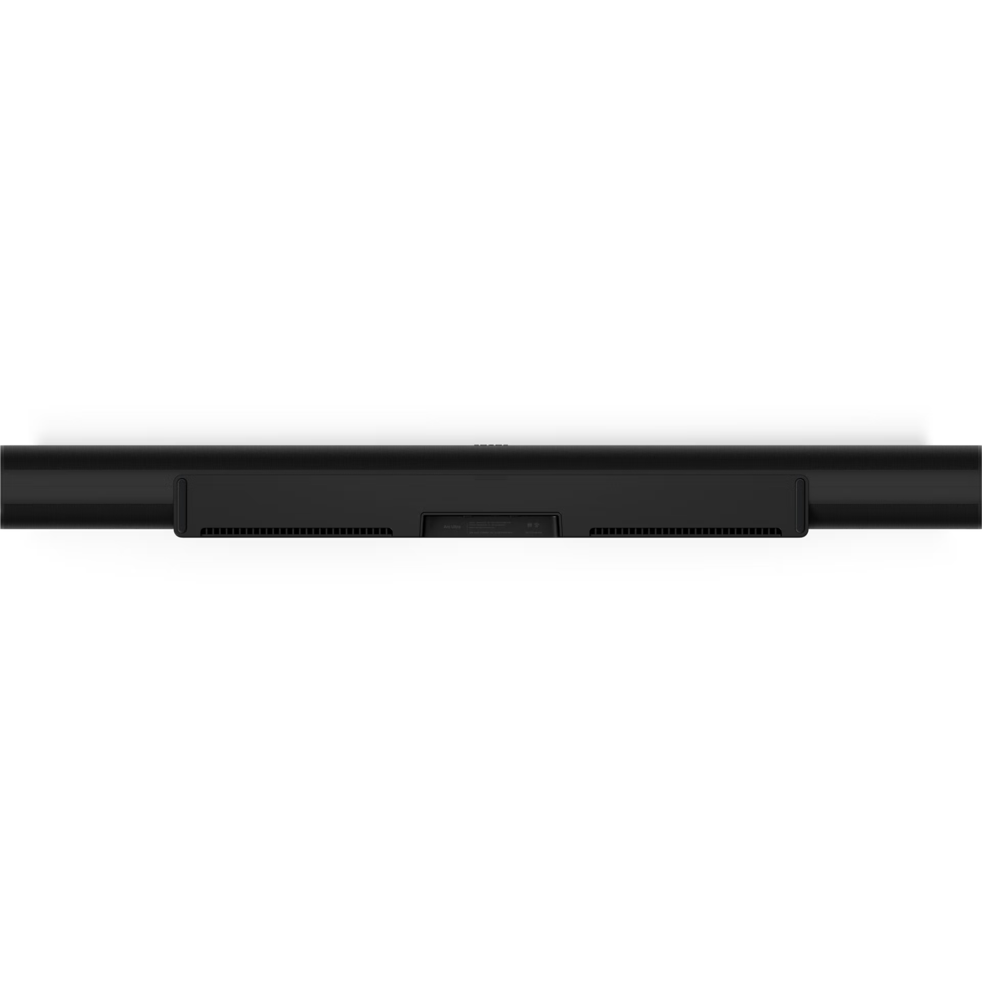 Sonos Arc Ultra black top-down view revealing upward-firing Dolby Atmos height speaker array