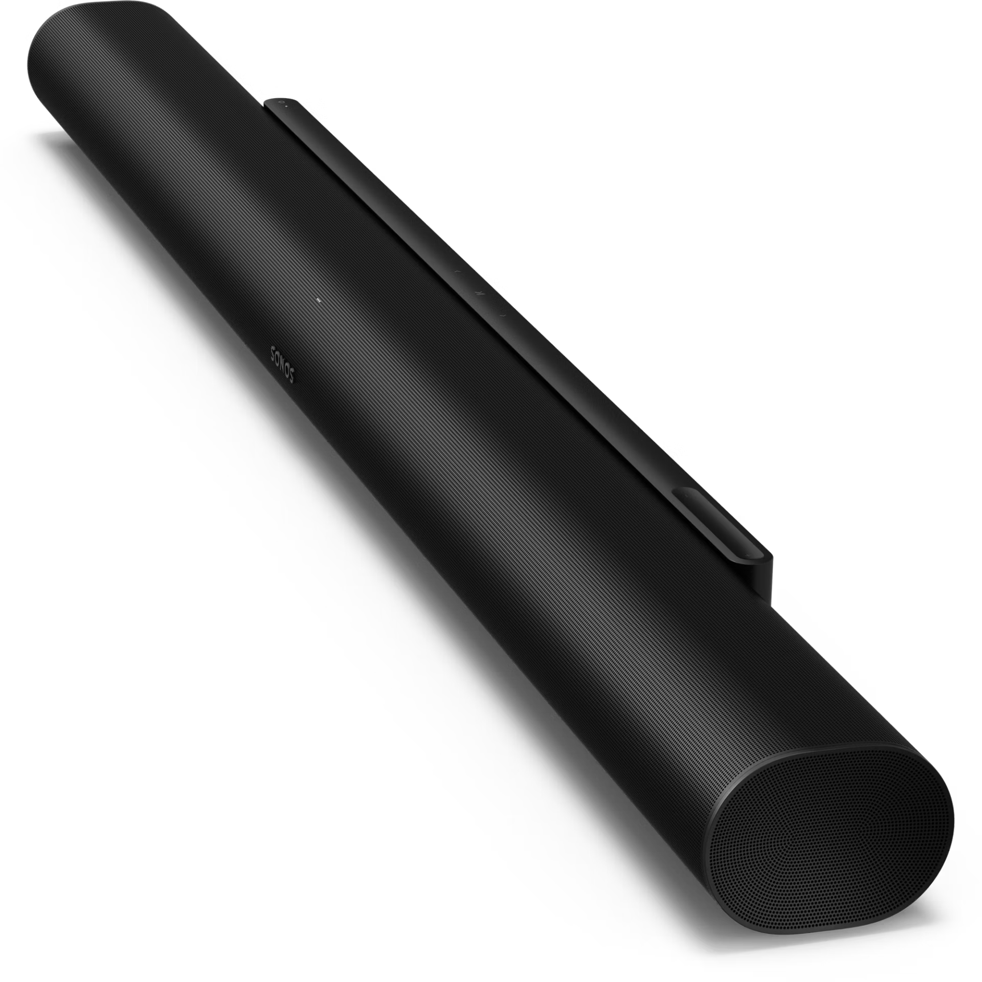 Sonos Arc Ultra black side profile — curved premium soundbar engineered for wide immersive soundstage

