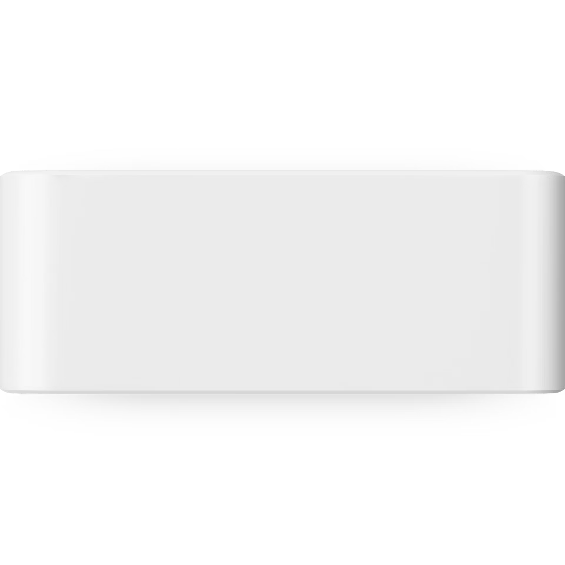 Top-down view of Sonos Sub 4 white — wide-body smart subwoofer with clean gloss white top panel