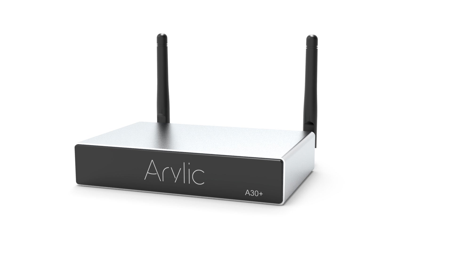 Right side profile of Arylic A30+ WiFi mini stereo amplifier highlighting slim low-profile depth 