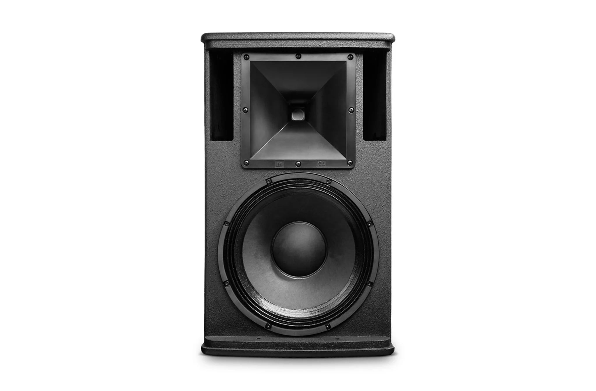 JBL AC299 12-inch 2-Way Speaker with 90° x 90° Horn – Full view with mounting hardware