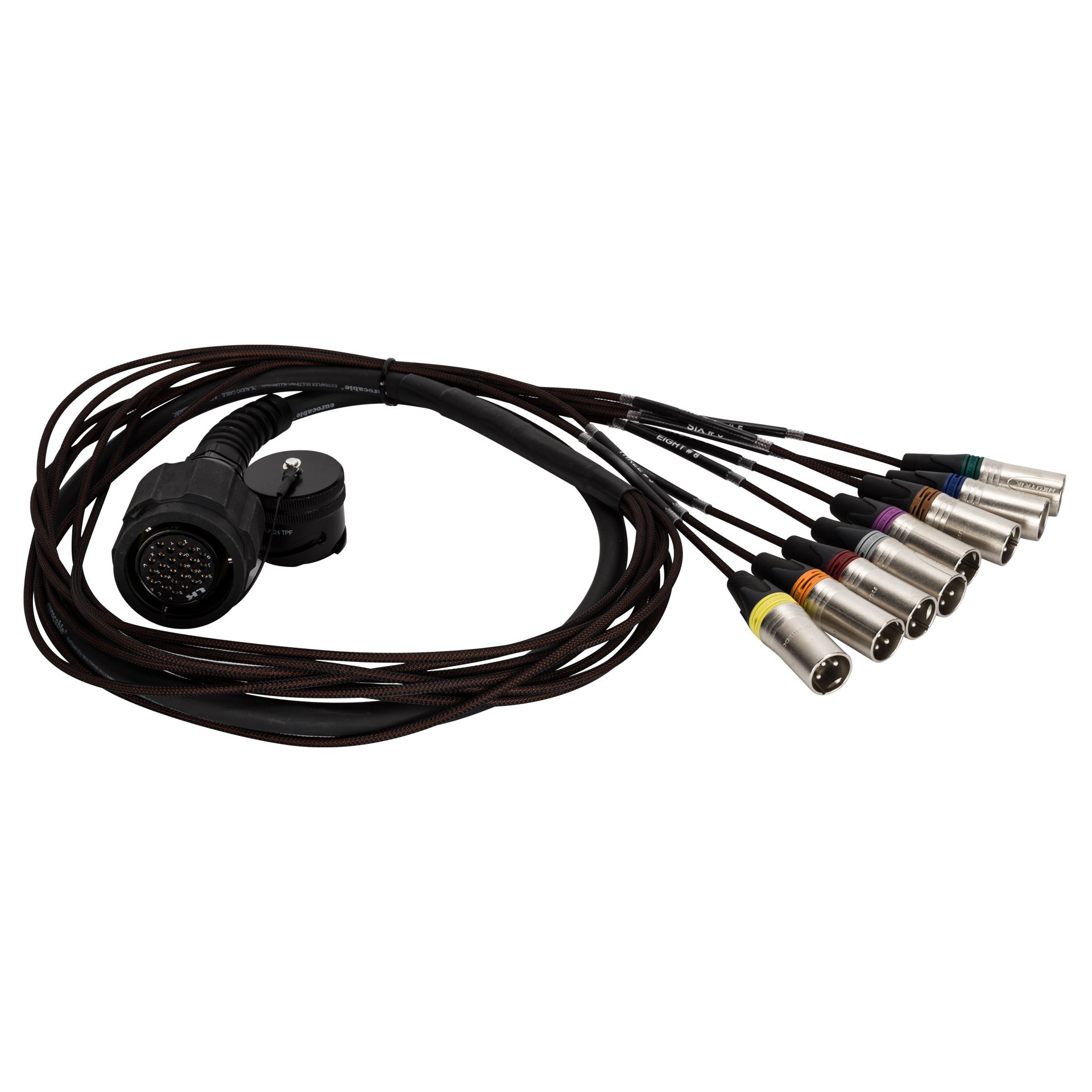 RCF CBL LKS 25-2 fanout cable with female input and 8 XLR male output connectors