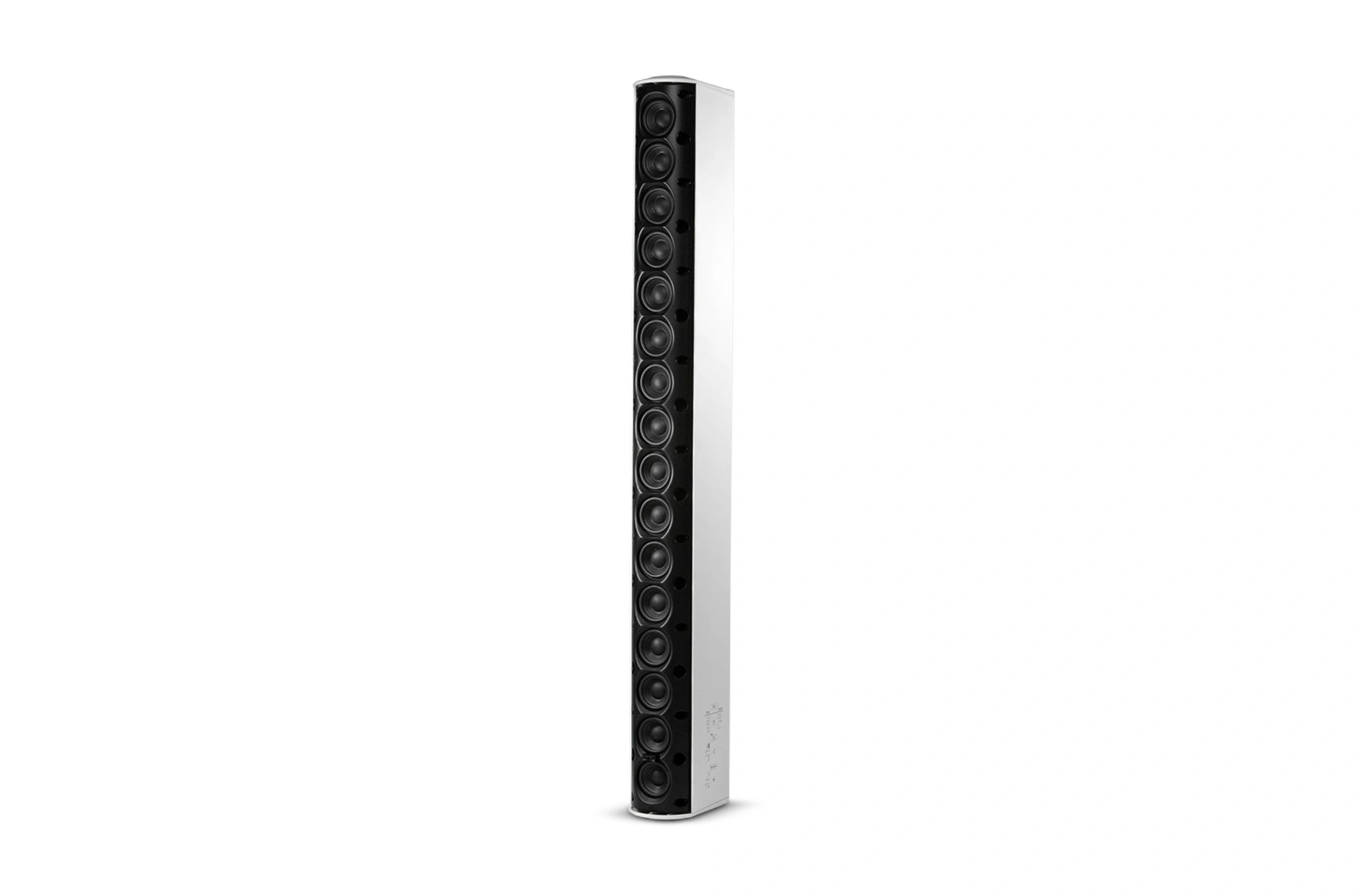 Rear-facing JBL CBT 100LA-1 Constant Beamwidth Technology Line Array Column Loudspeaker with swivel/tilt bracket attached