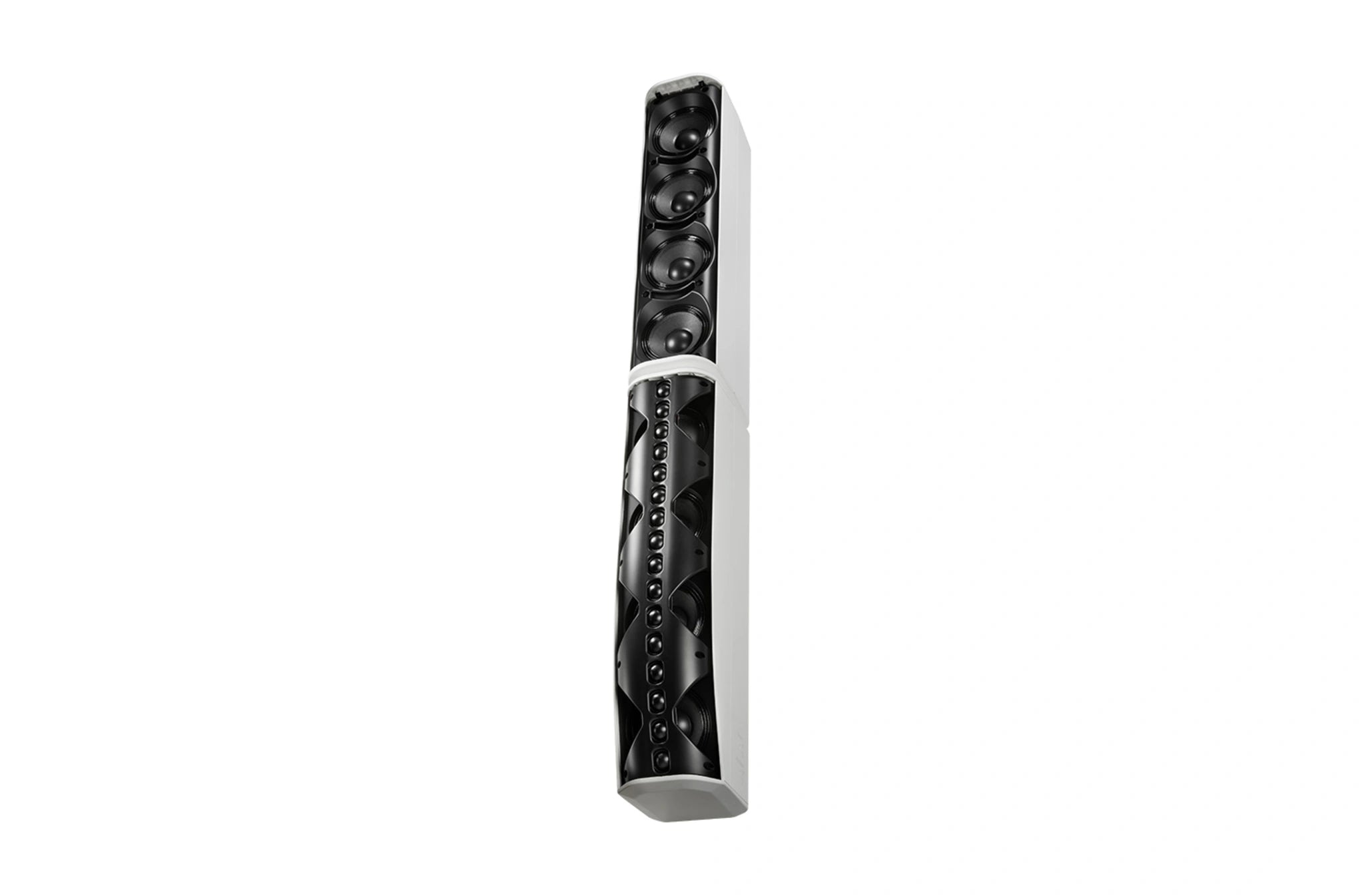 Rear-facing JBL CBT 70JE-1 Extension Module with coupler plate attached