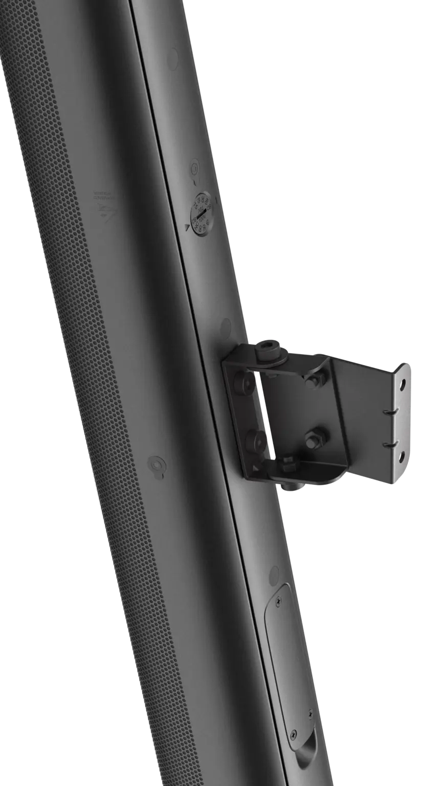 Close-up of JBL COL800 Slim Column Loudspeaker L-bracket and threaded insert points