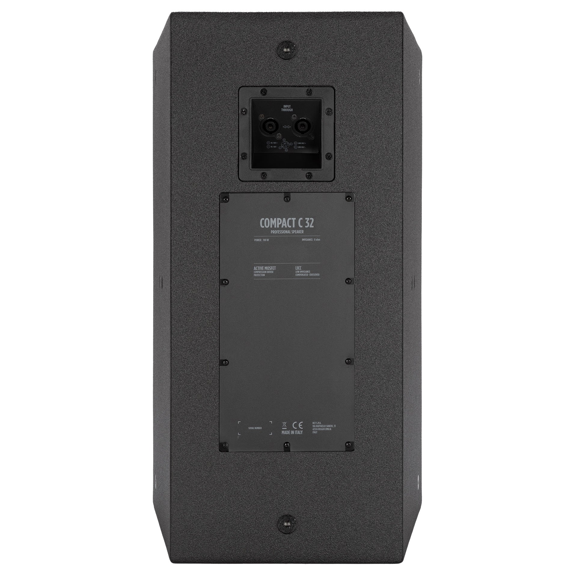 RCF COMPACT C 32 TWO-WAY PROFESSIONAL SPEAKER2 rear panel detail showing Speakon connections